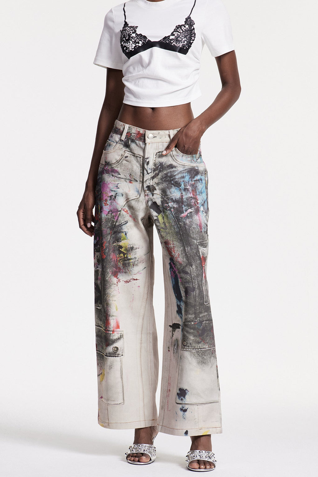 Chisomo Print Graffiti Jeans