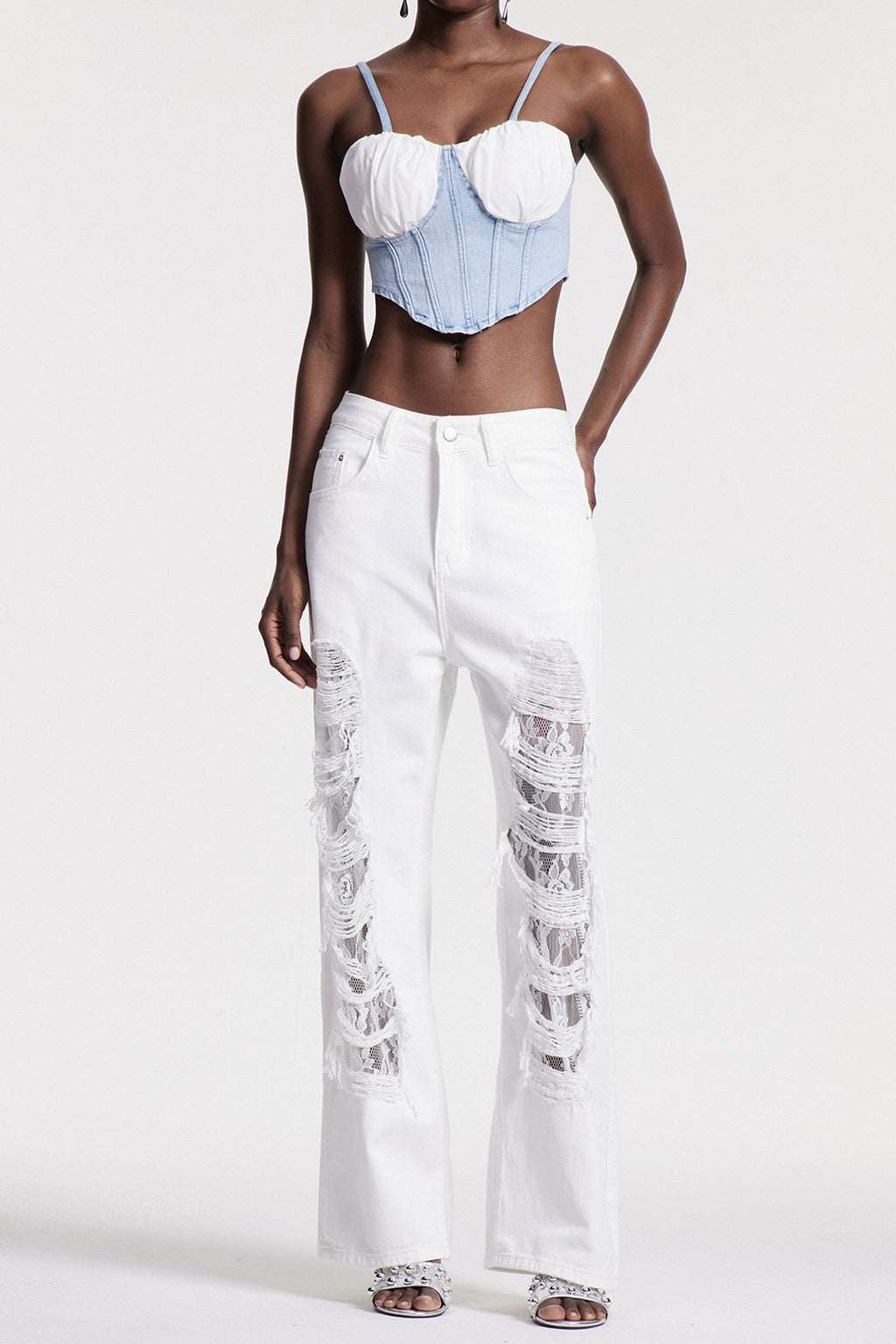 Chiyo Lace Ripped Jeans