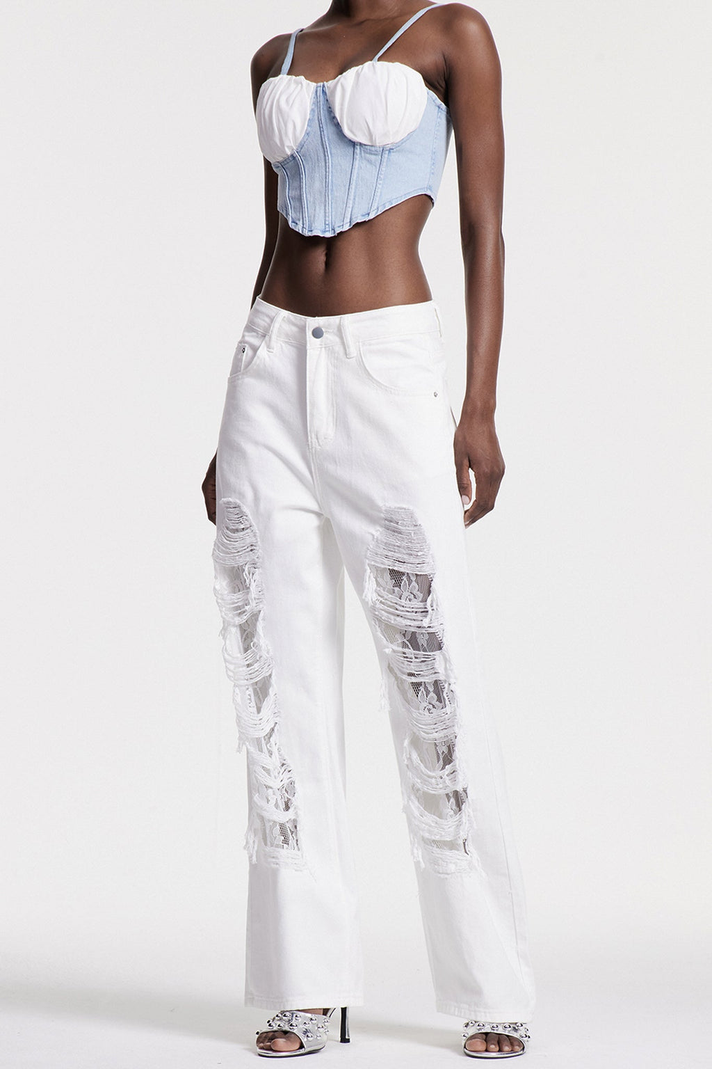 Chiyo Lace Ripped Jeans