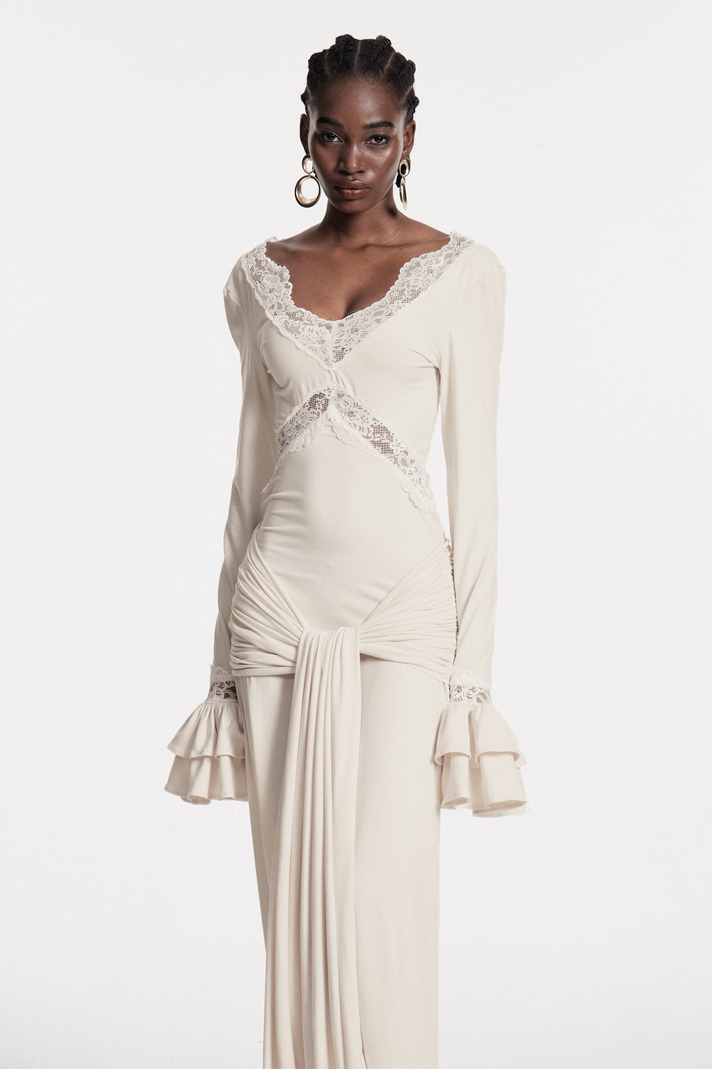 Chizuru Lace Tie Up Maxi Dress