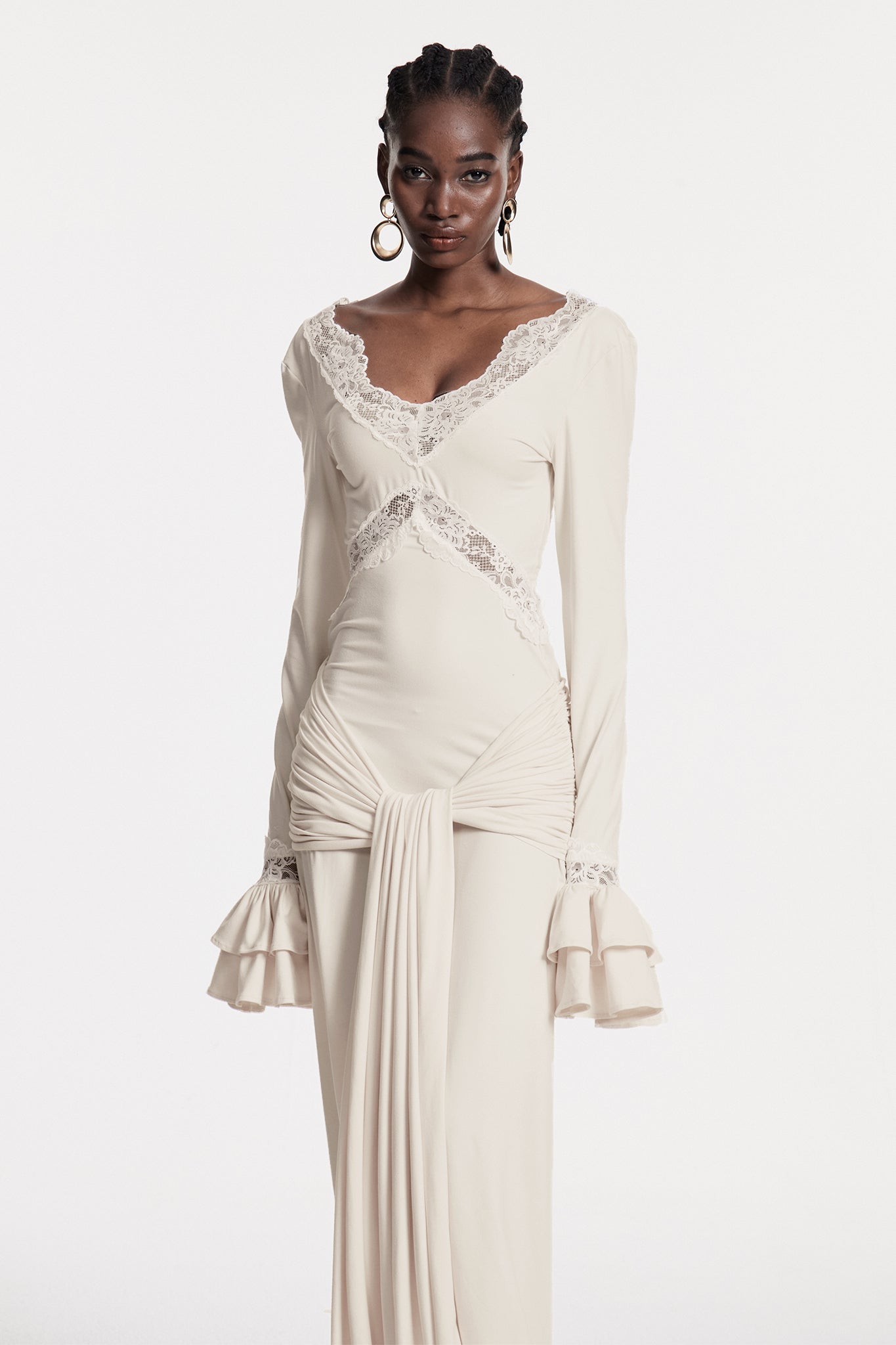 Chizuru Lace Tie Up Maxi Dress