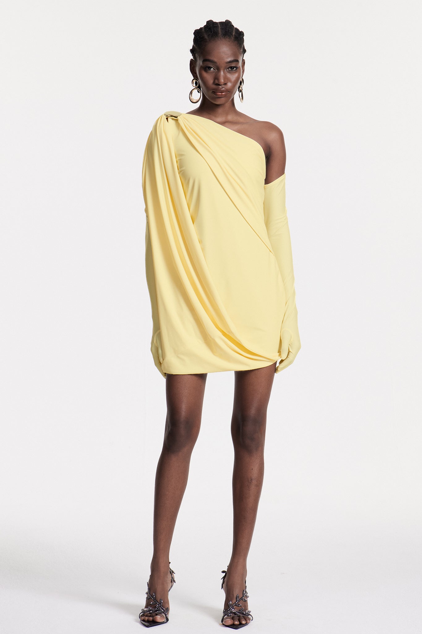 Chlodechilda Shawl Asymmetric Mini Dress
