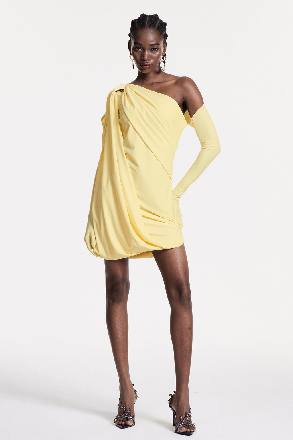 Chlodechilda Shawl Asymmetric Mini Dress