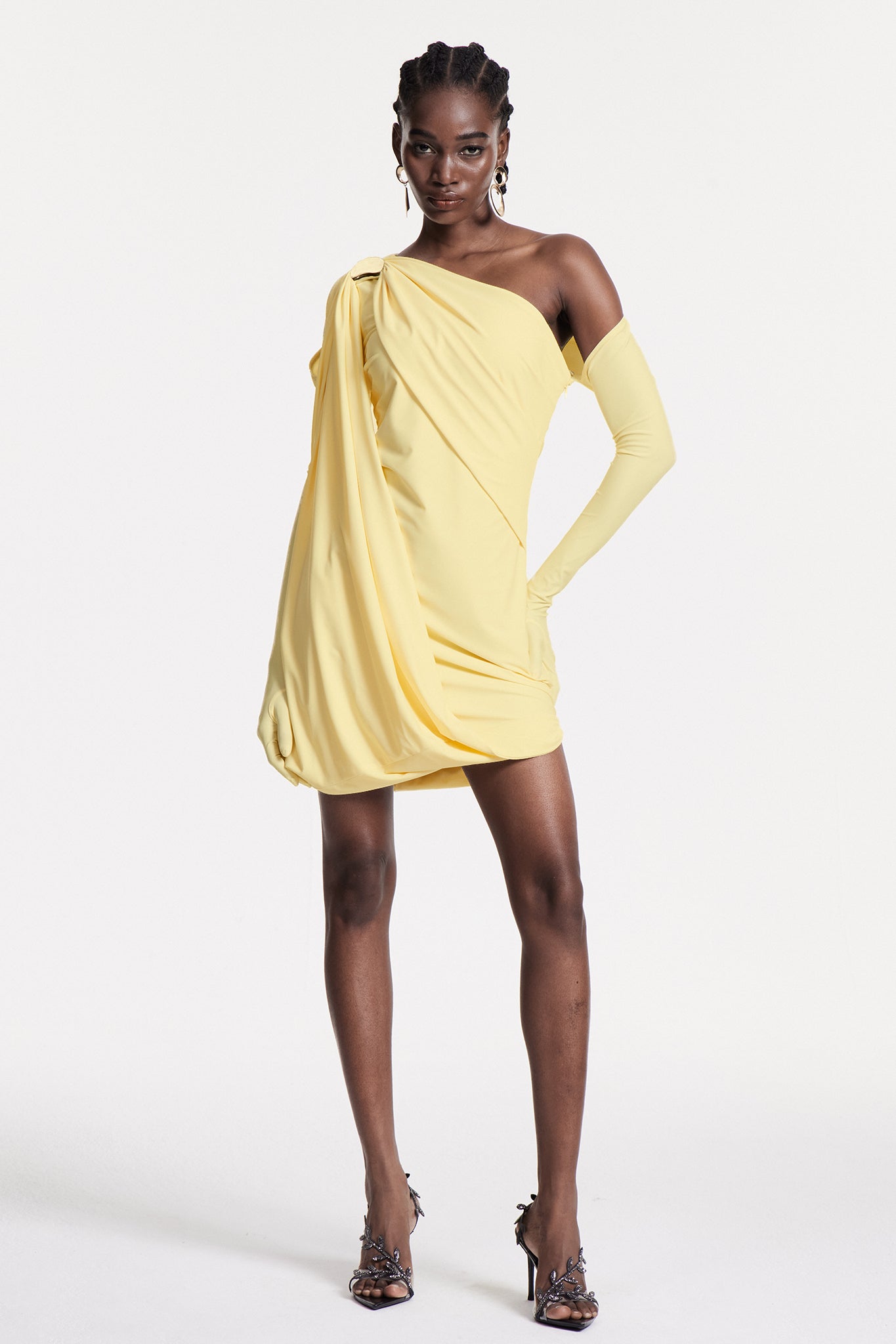 Chlodechilda Shawl Asymmetric Mini Dress