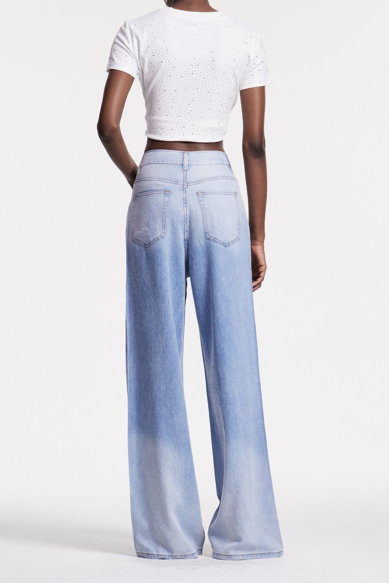 Chobin Rhinestone Hayley Jeans In Blue