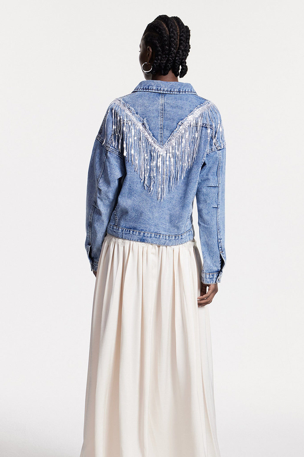 Chouko Sequin Fringe Denim Jacket