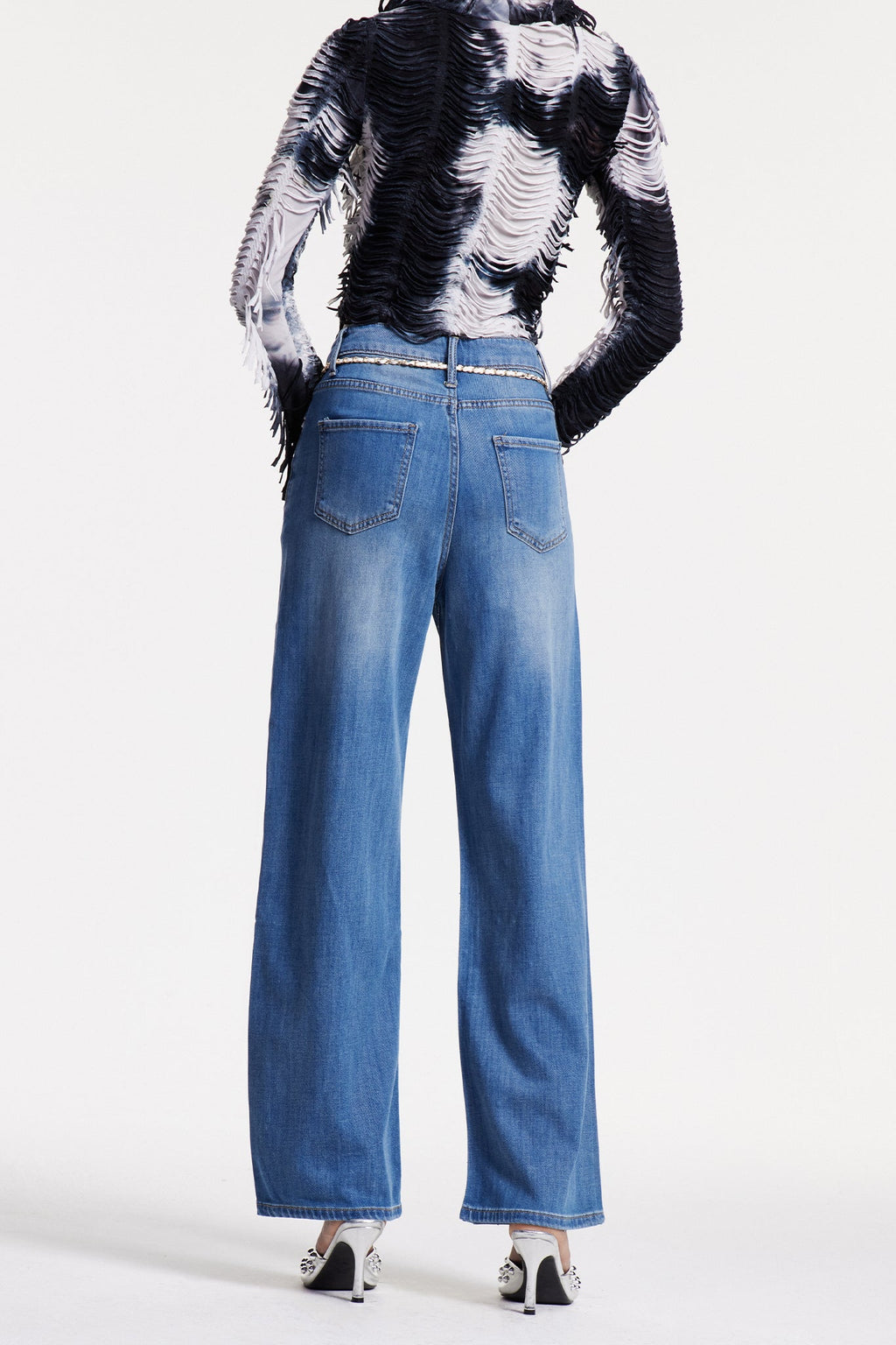 Christakis Mesh Pearl Rhinestone Jeans