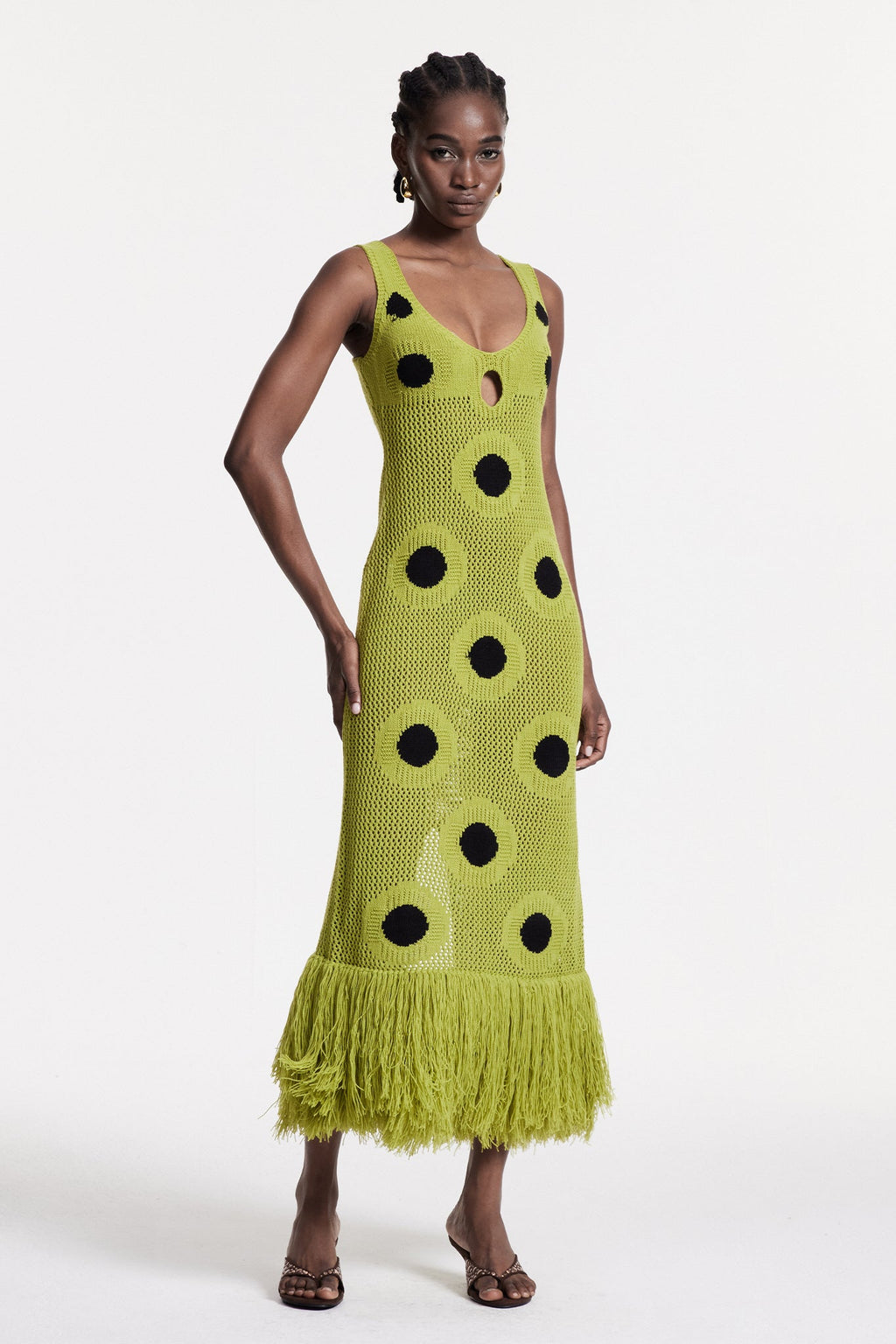 Christen Fringe Knit Maxi Dress