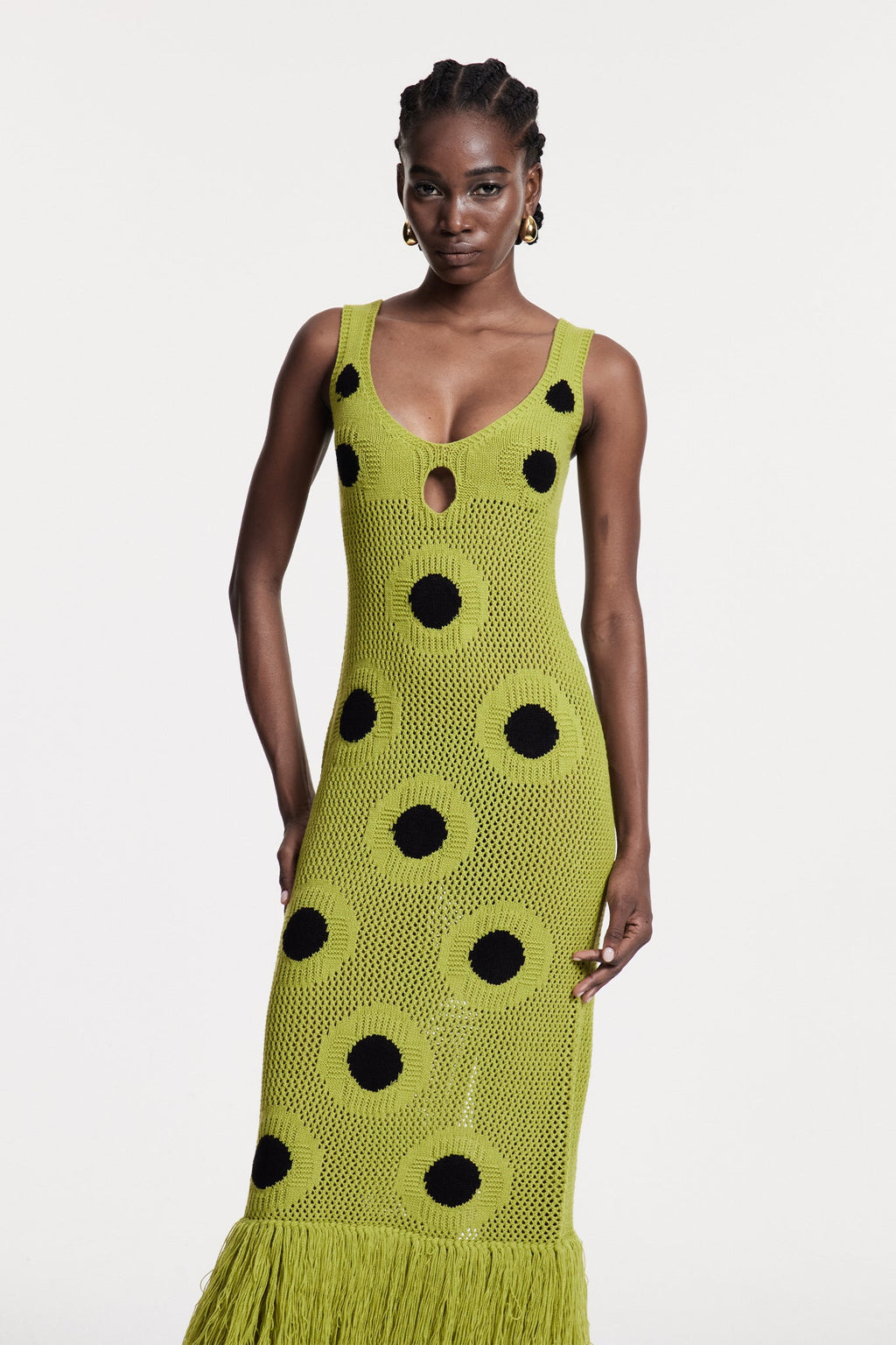 Christen Fringe Knit Maxi Dress