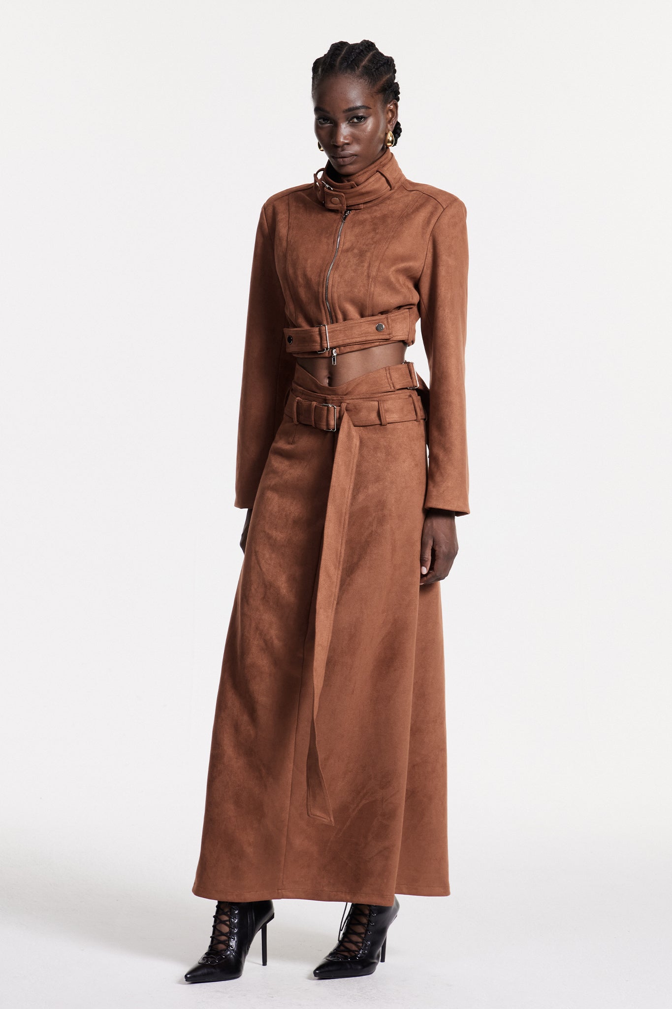 Christer Suede Cutout Skirt Set