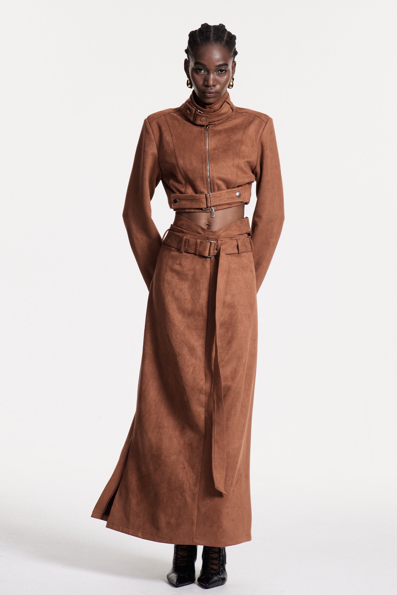 Christer Suede Cutout Skirt Set