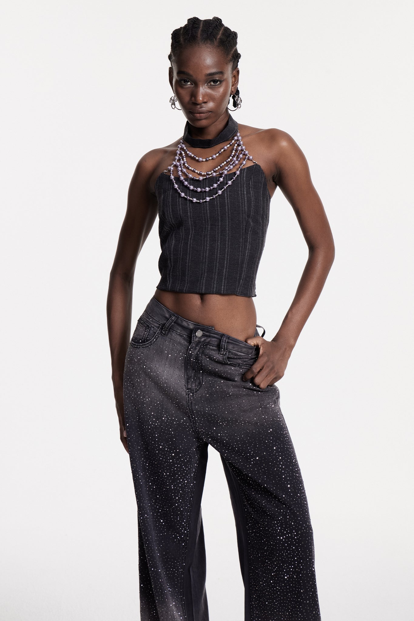 Christin Pearl Halter Neck Top