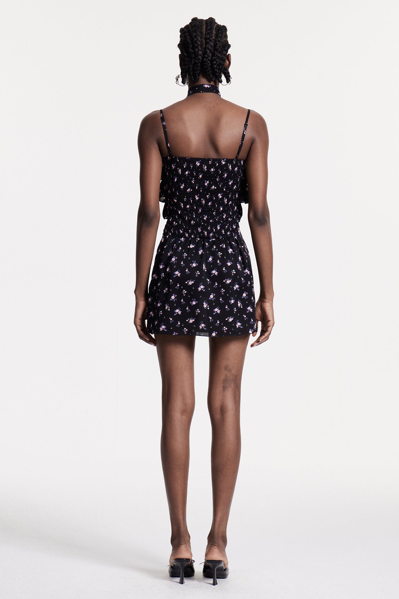 Christobel Spaghetti Ruffle Floral Mini Dress