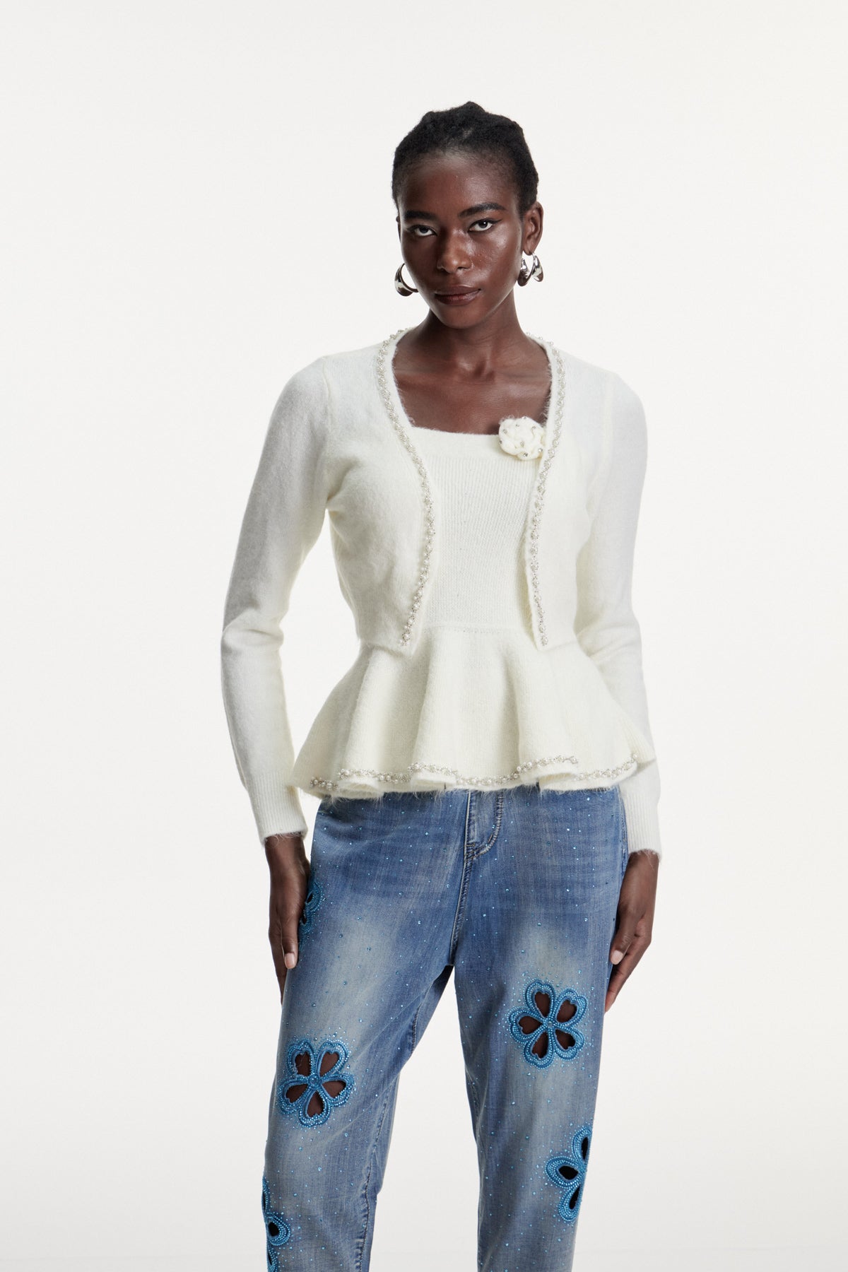 Christoforos Pearl Ruffle Top