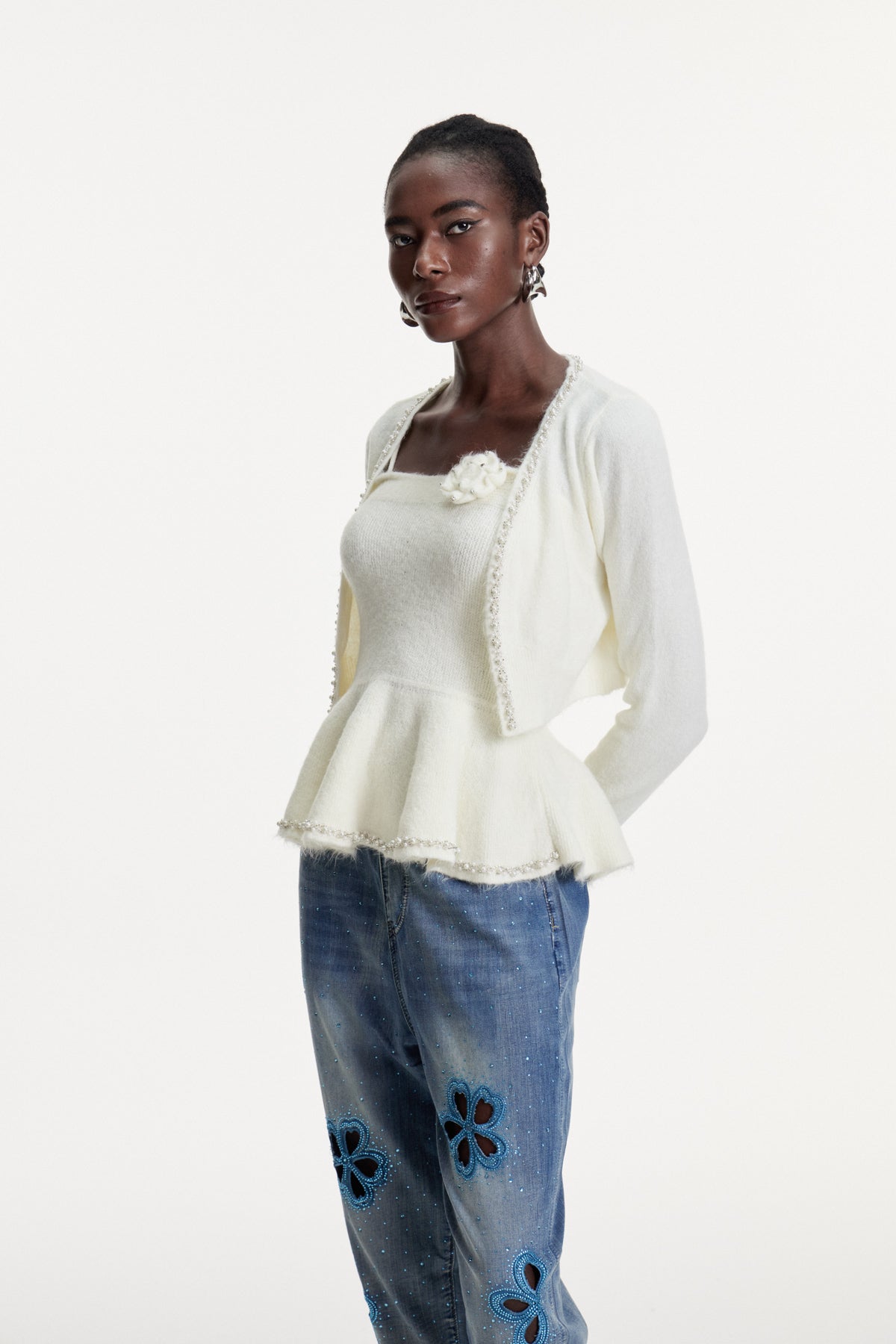 Christoforos Pearl Ruffle Top
