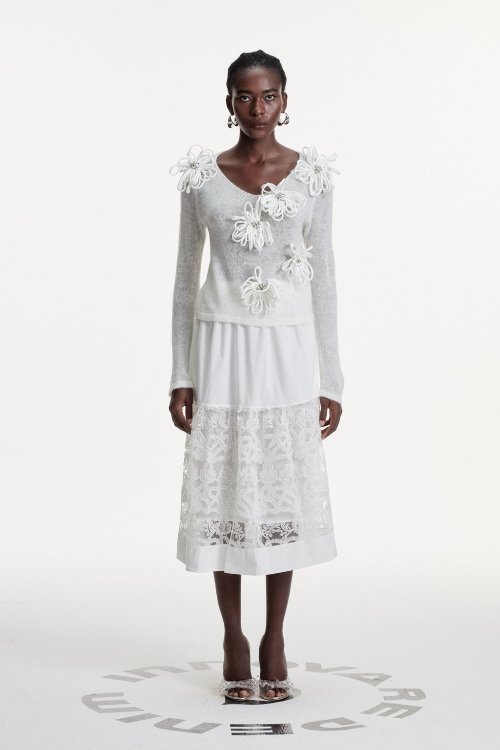 Christophe Flower Plunge Knit Top