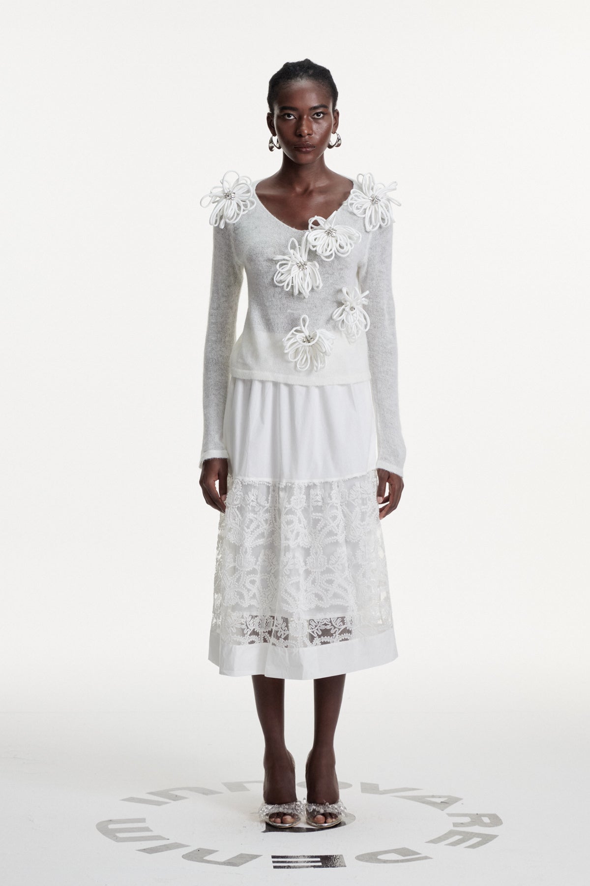 Christophe Flower Plunge Knit Top