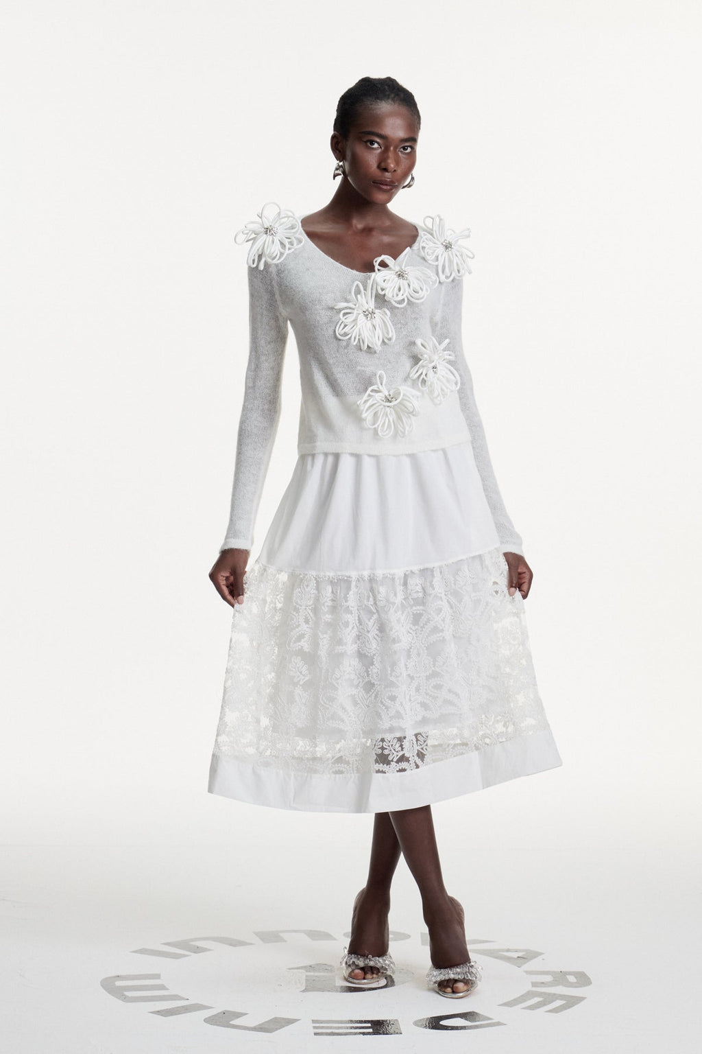 Christophe Flower Plunge Knit Top