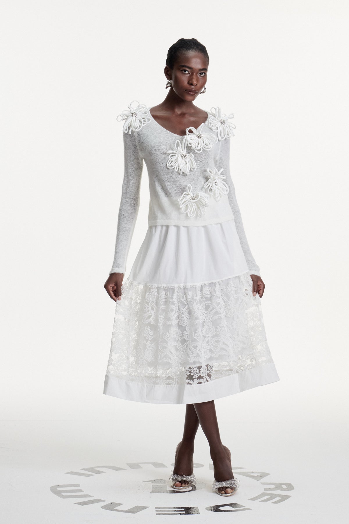 Christophe Flower Plunge Knit Top