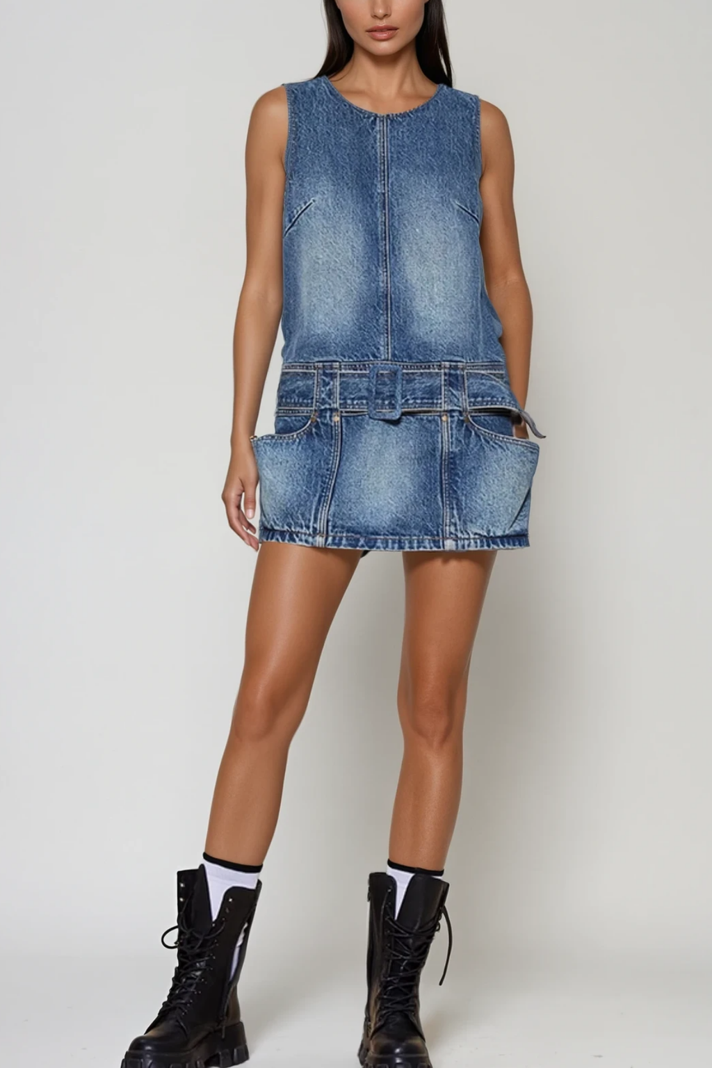 Ciar Sleeveless Denim Mini Dress