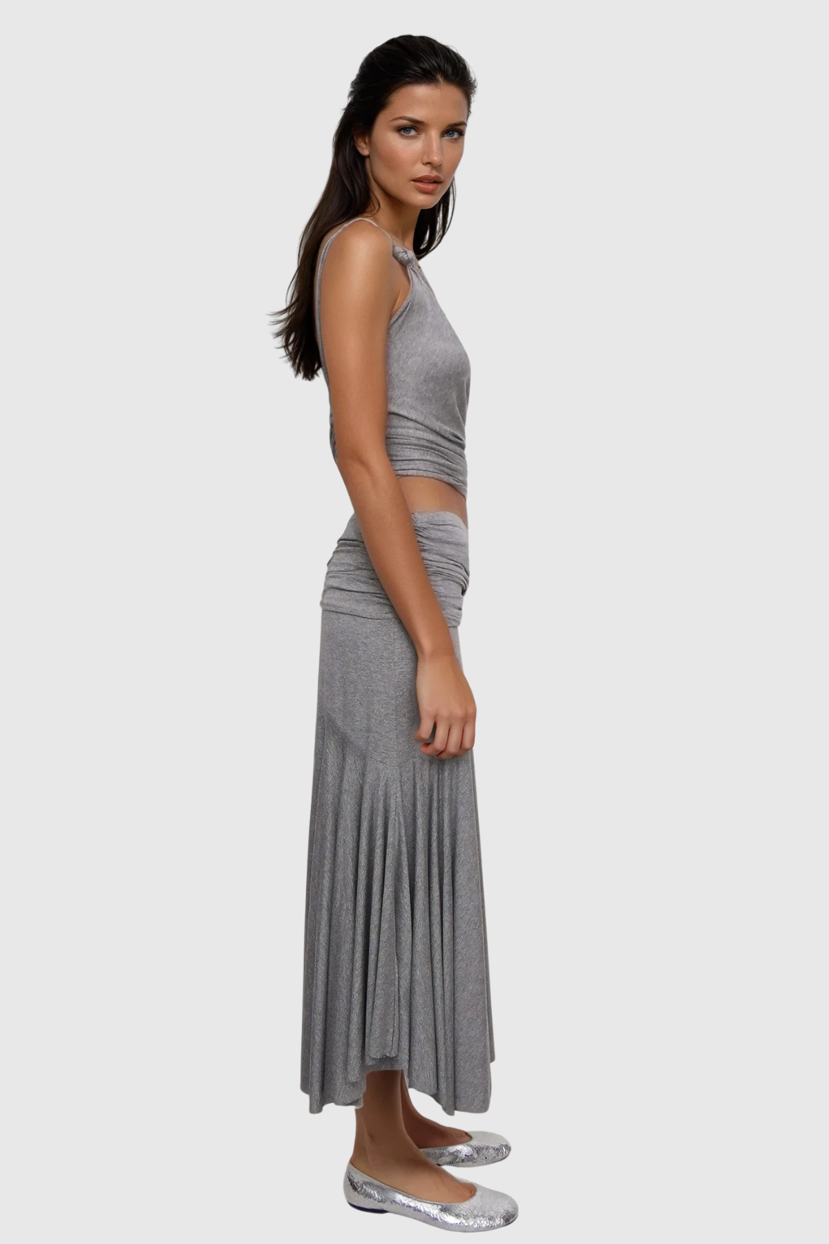 Cicero One Shoulder Ruch Asymmetric Skirt Set