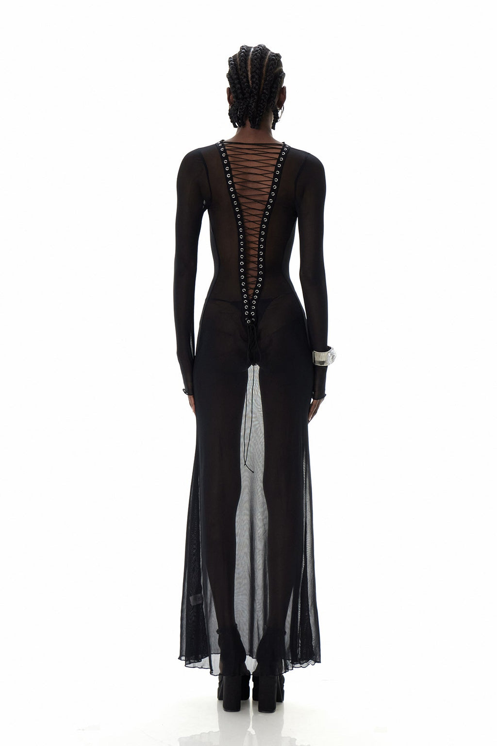 Cierra Backless Lace Up Maxi Dress