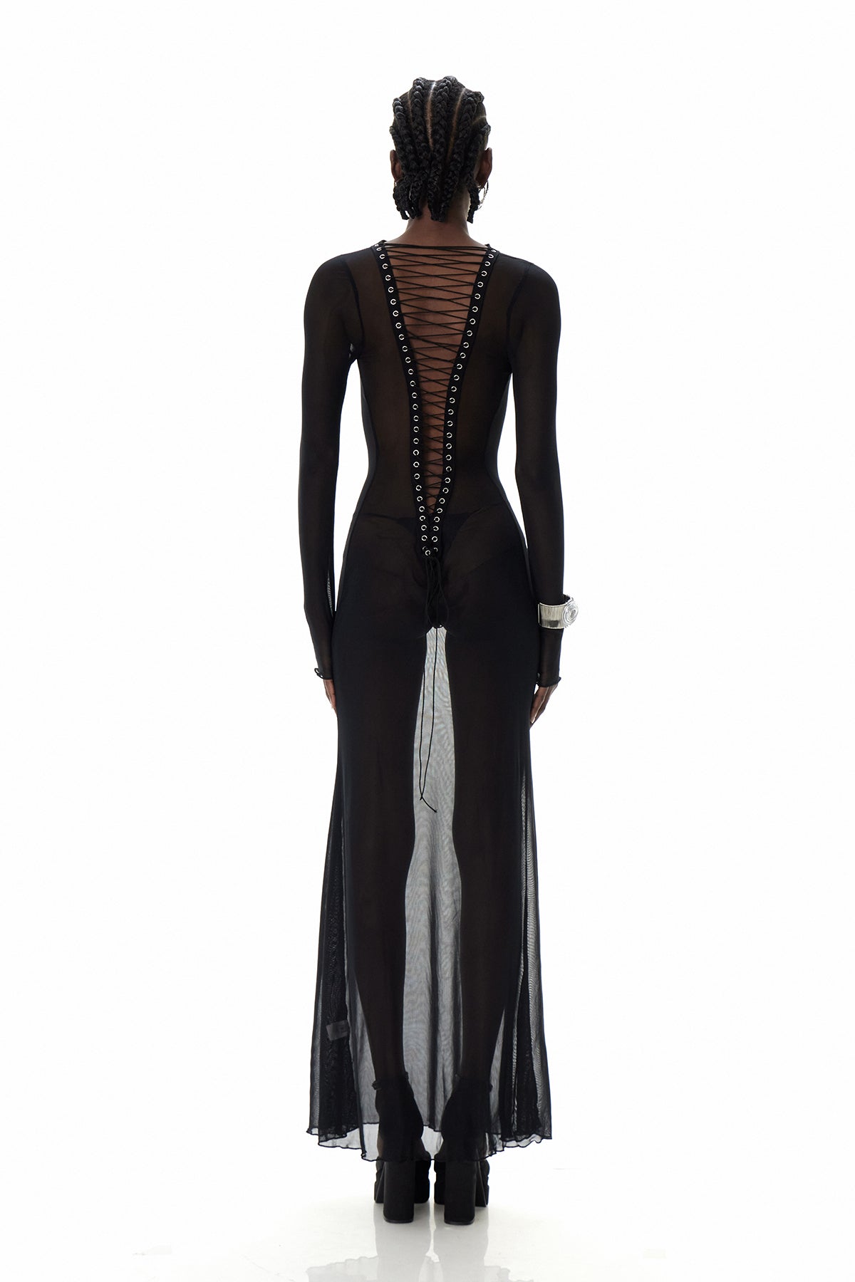 Cierra Backless Lace Up Maxi Dress