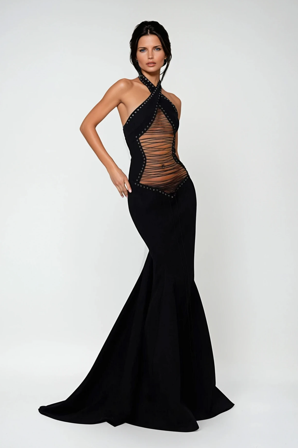 Cierra Lace Up Cutout Maxi Dress