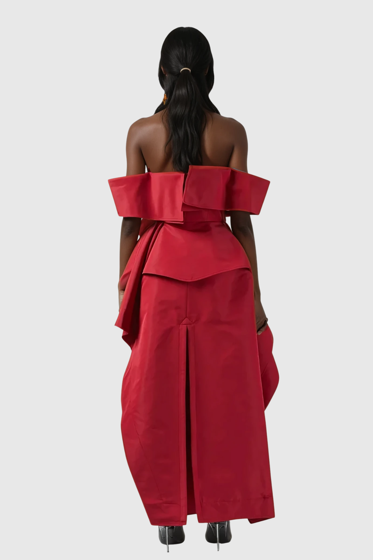 Cille Off Shoulder Asymmetric Ruffle Maxi Dress