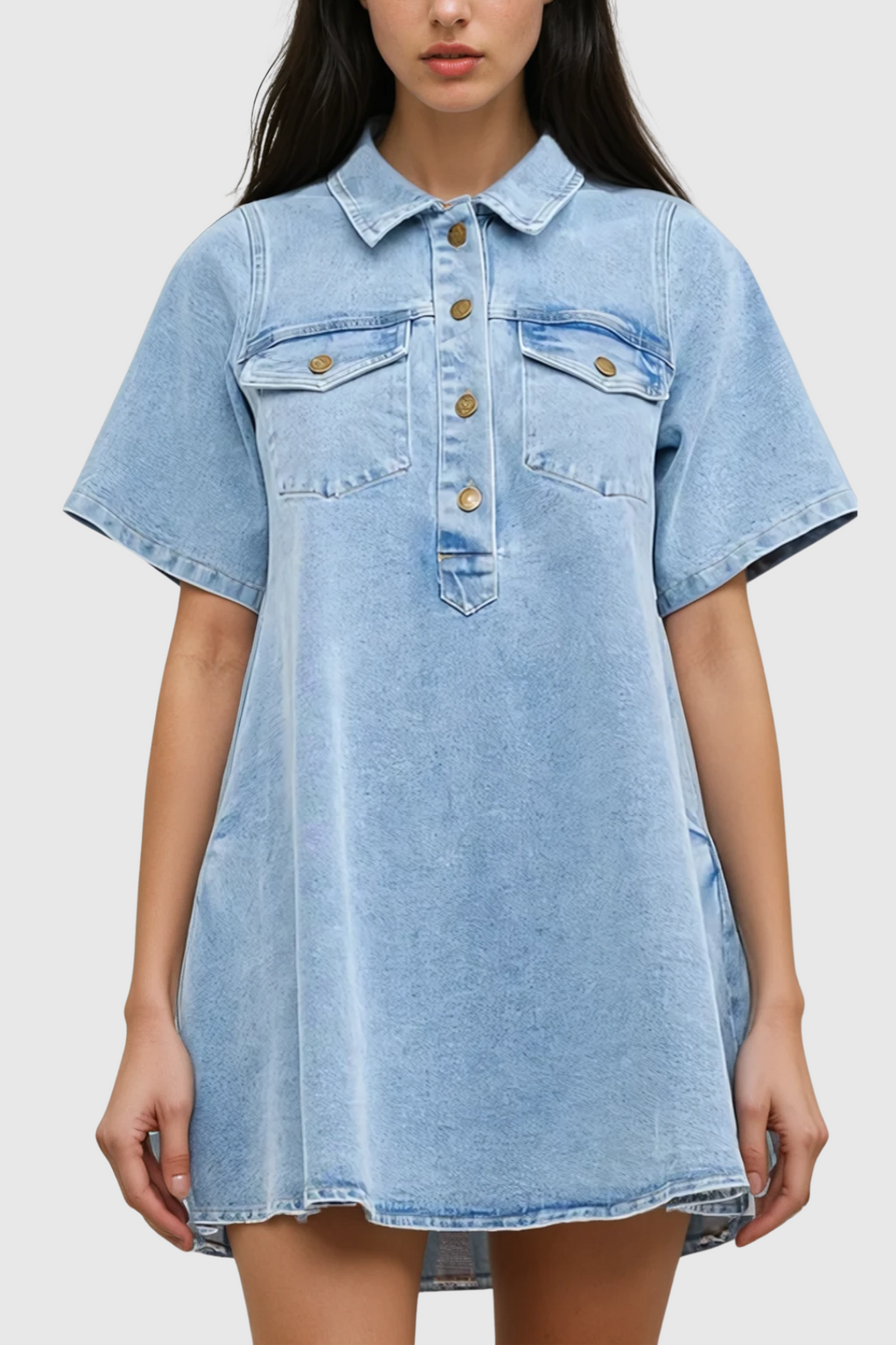 Cinta Denim Mini Shirt Dress