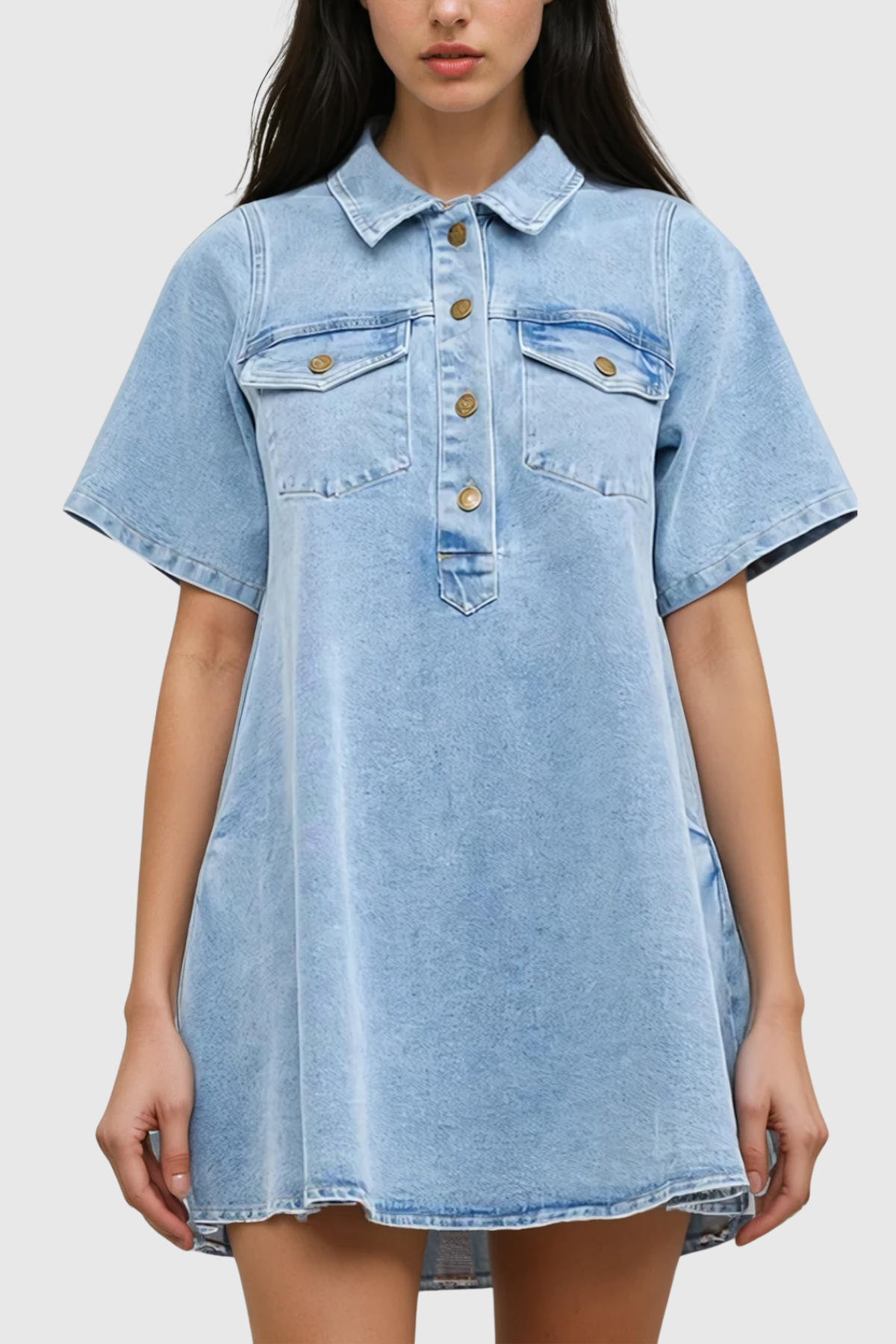 Cinta Denim Mini Shirt Dress