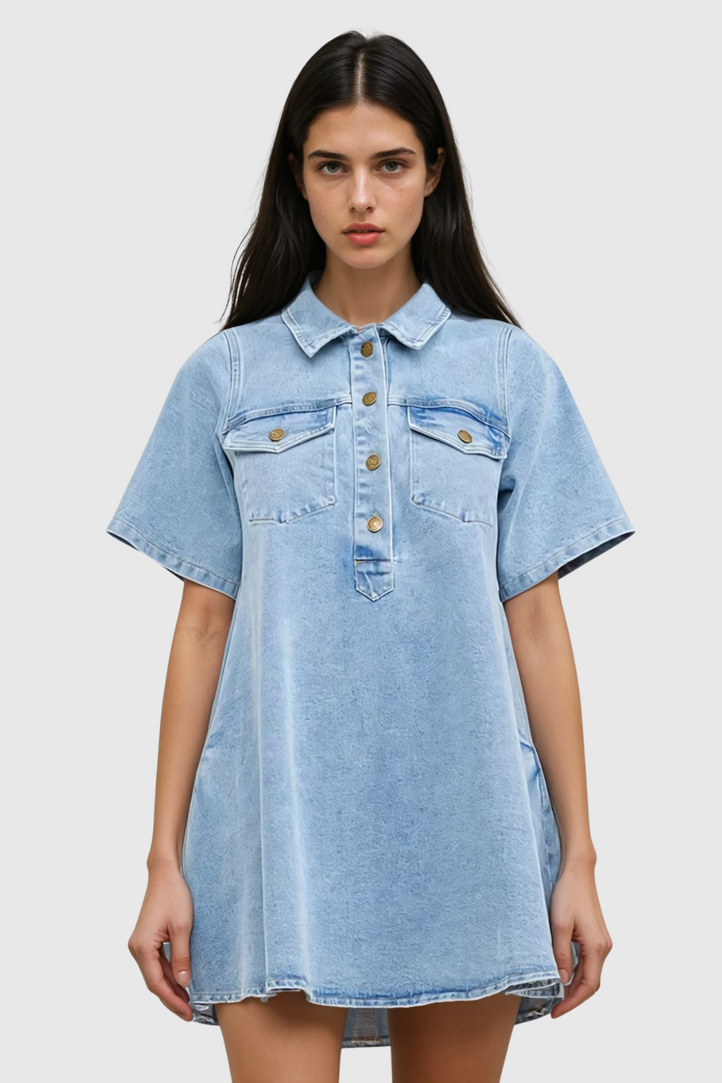Cinta Denim Mini Shirt Dress