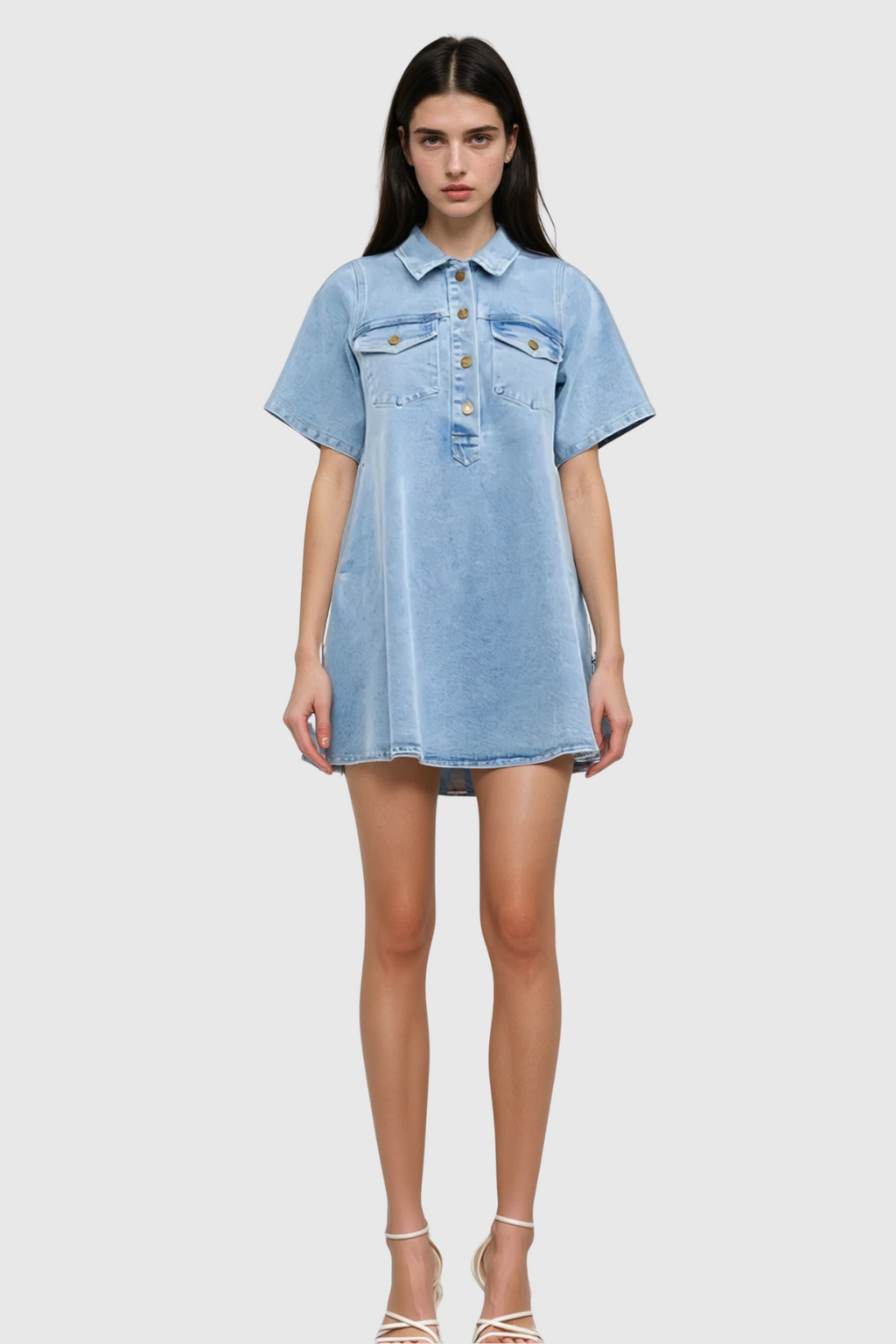 Cinta Denim Mini Shirt Dress