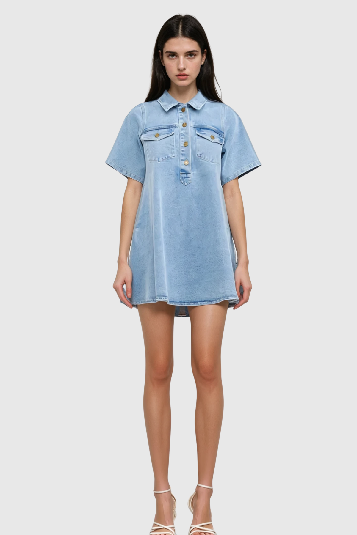 Cinta Denim Mini Shirt Dress