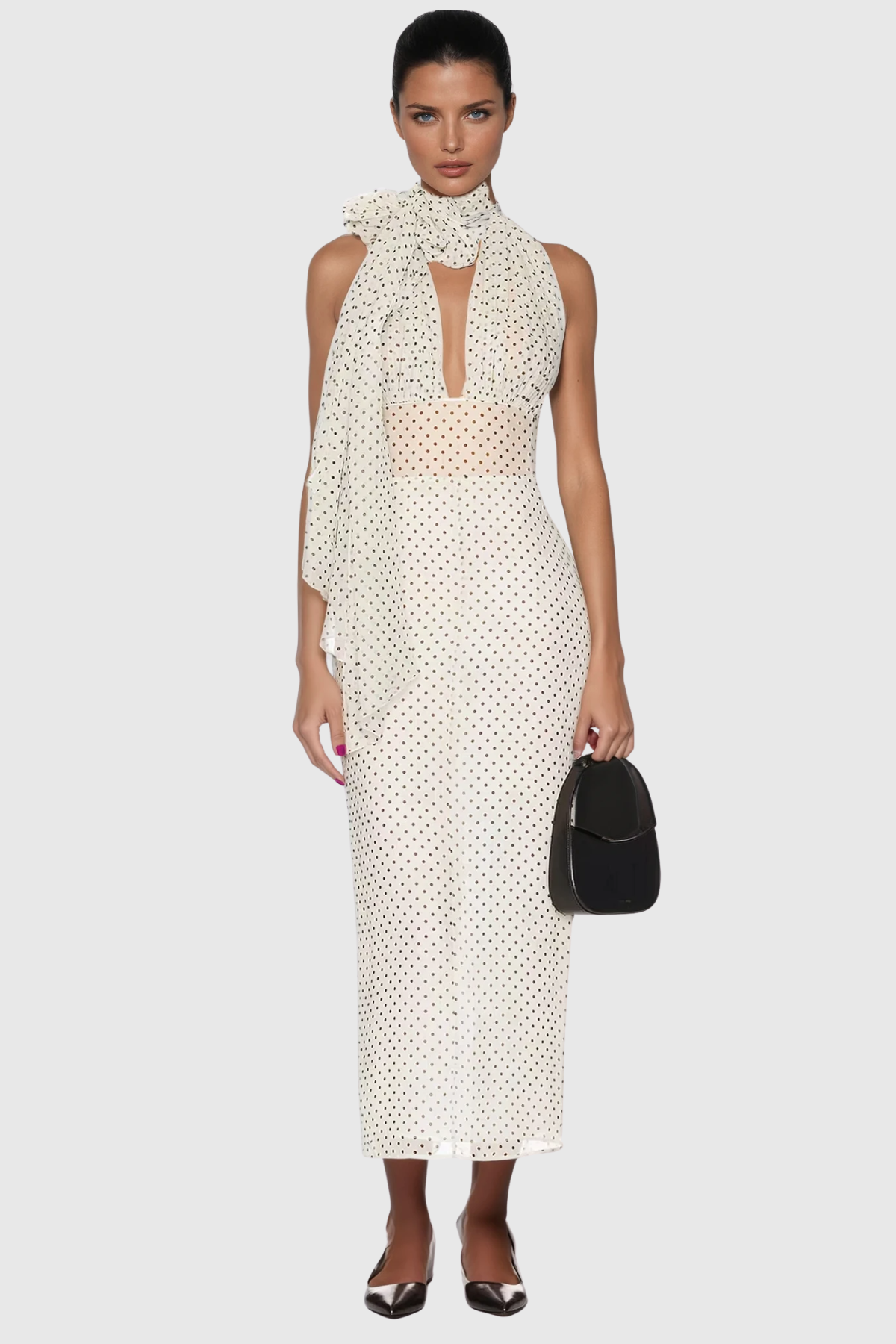 Cismaan Dot Scarf Maxi Dress