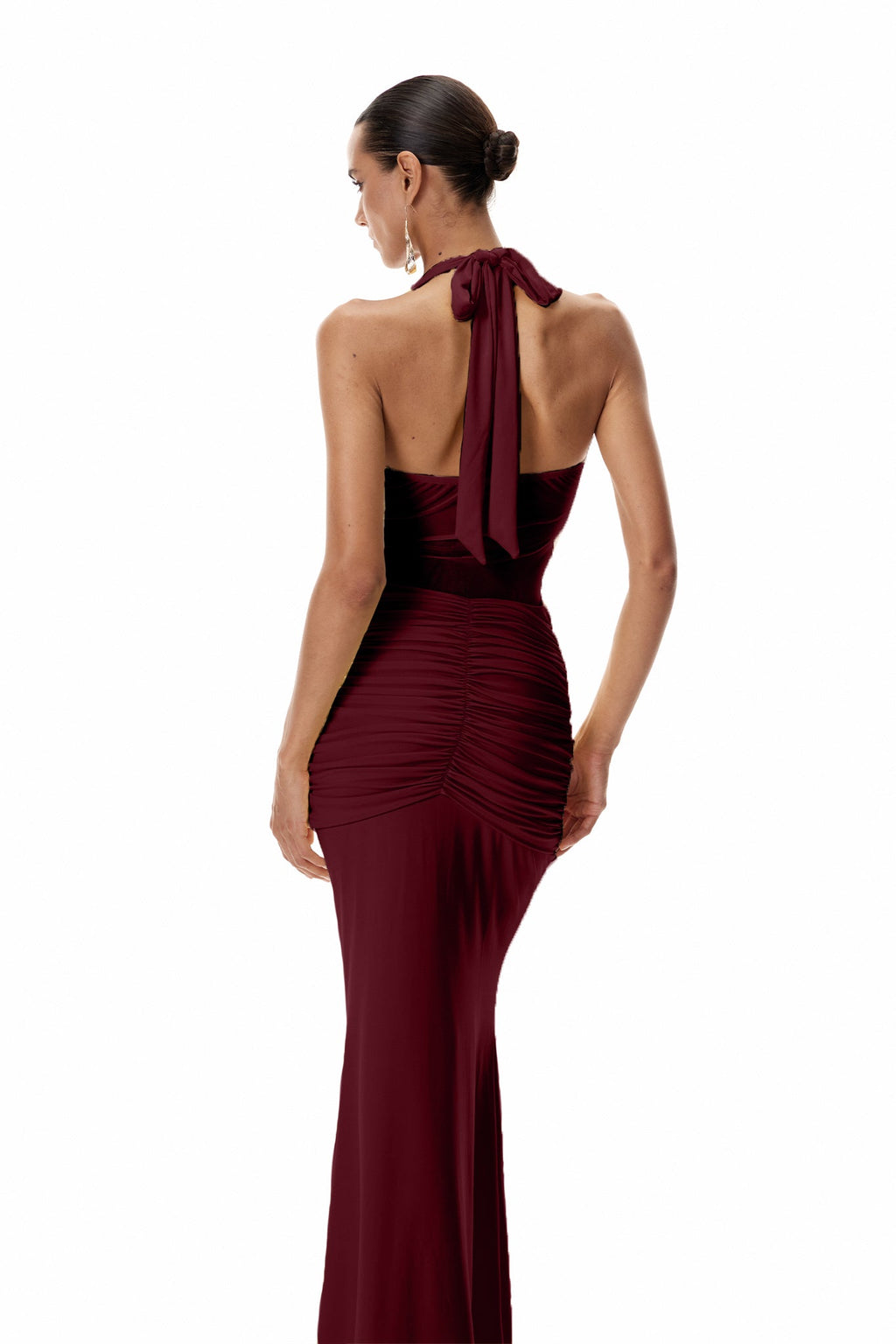Cistimiru Halter Neck Tie Up Maxi Dress In Red