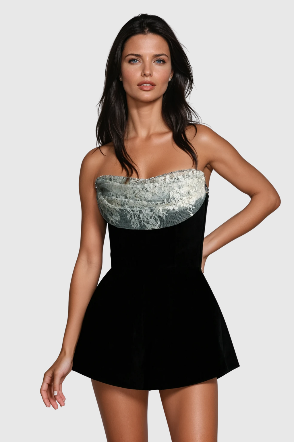 Claretta Strapless Lace Playsuit