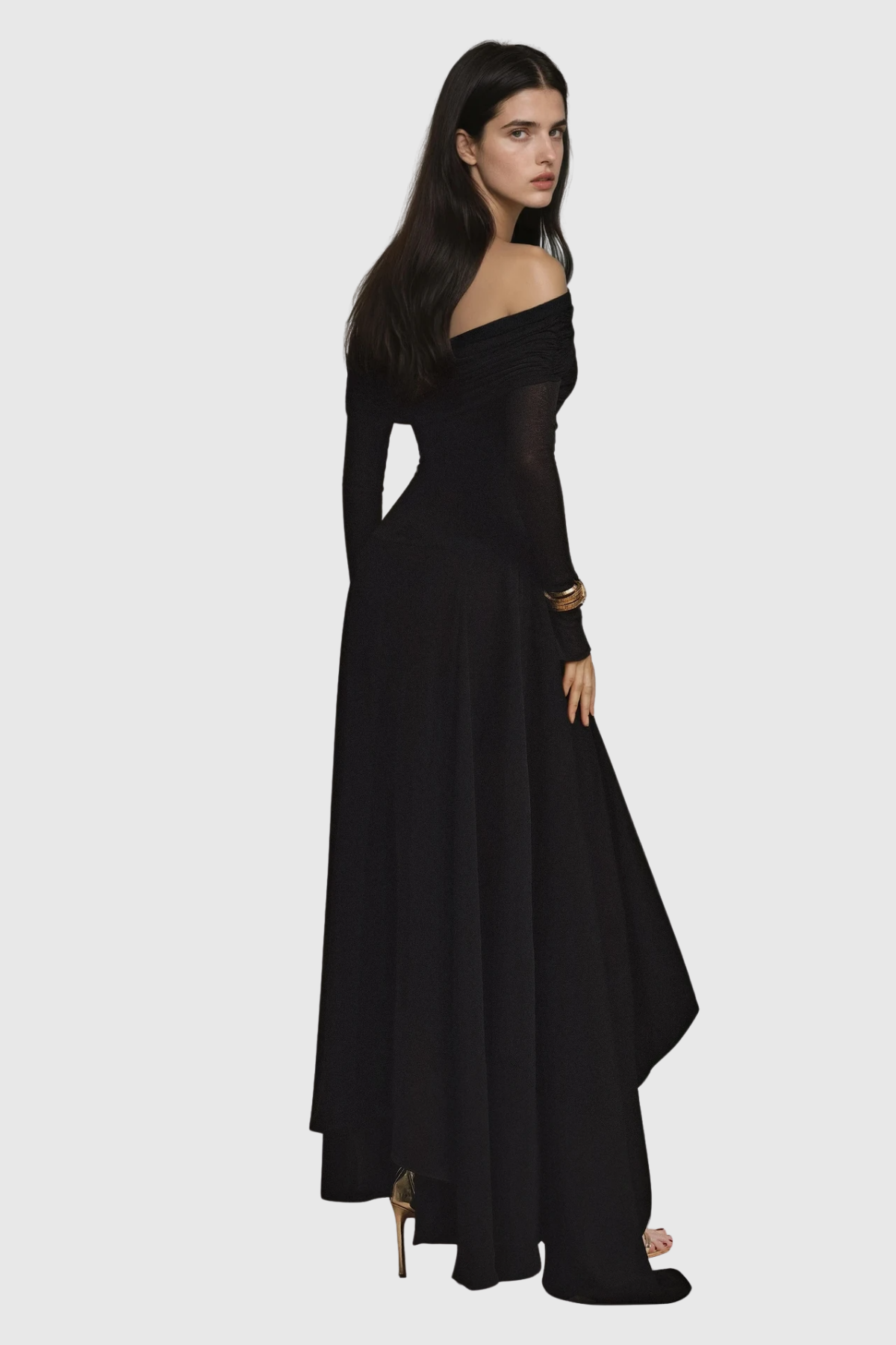 Clarisse Asymmetric Cutout Ruffle Maxi Dress