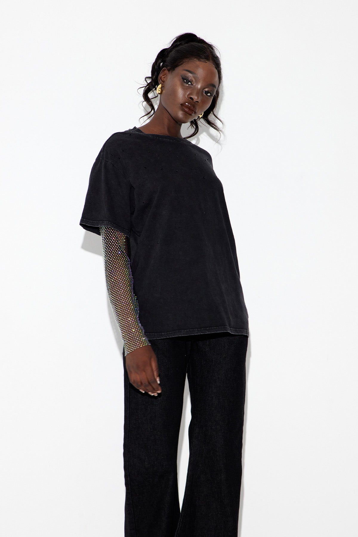 Clas Rhinestone Mesh Top