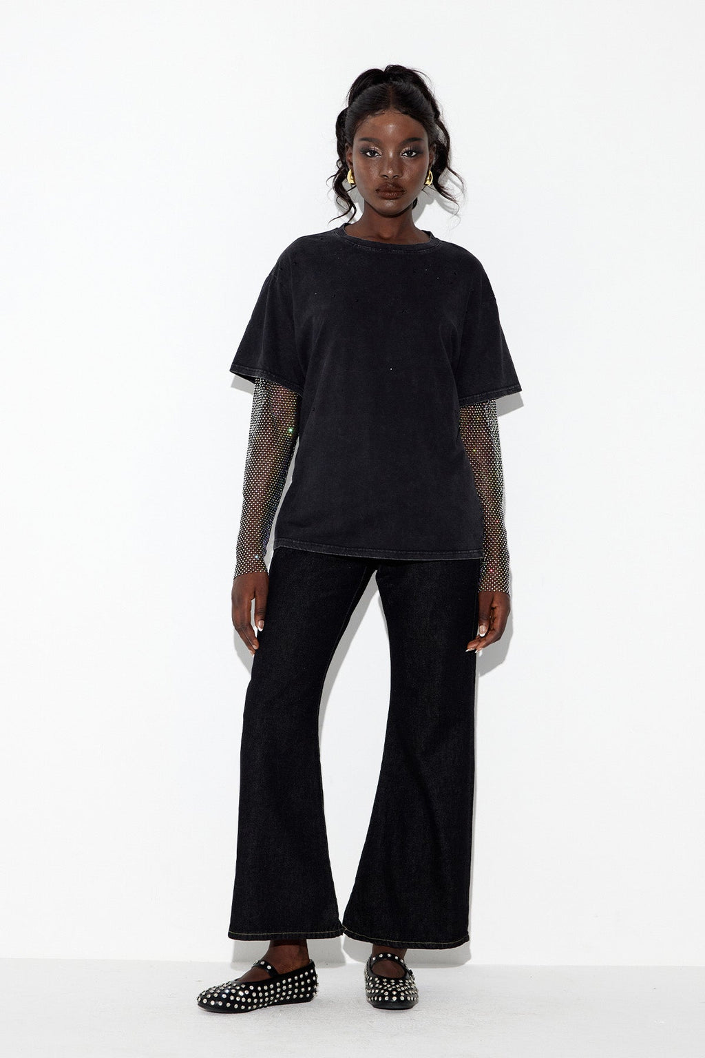 Clas Rhinestone Mesh Top