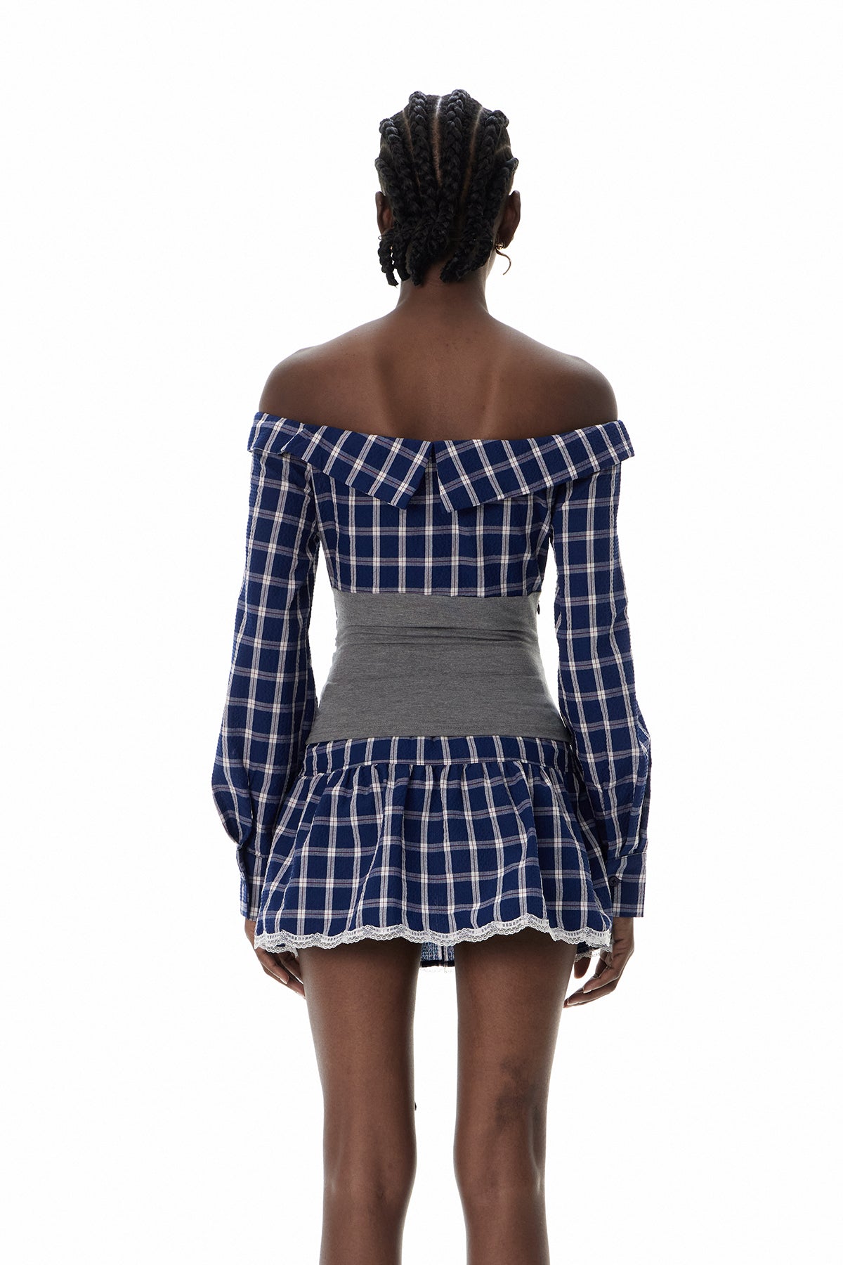 Claud Grid Tie Up Skirt Set