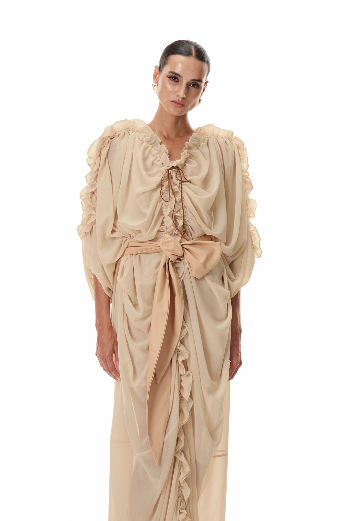 Clematis Drawstring Ruch Maxi Dress