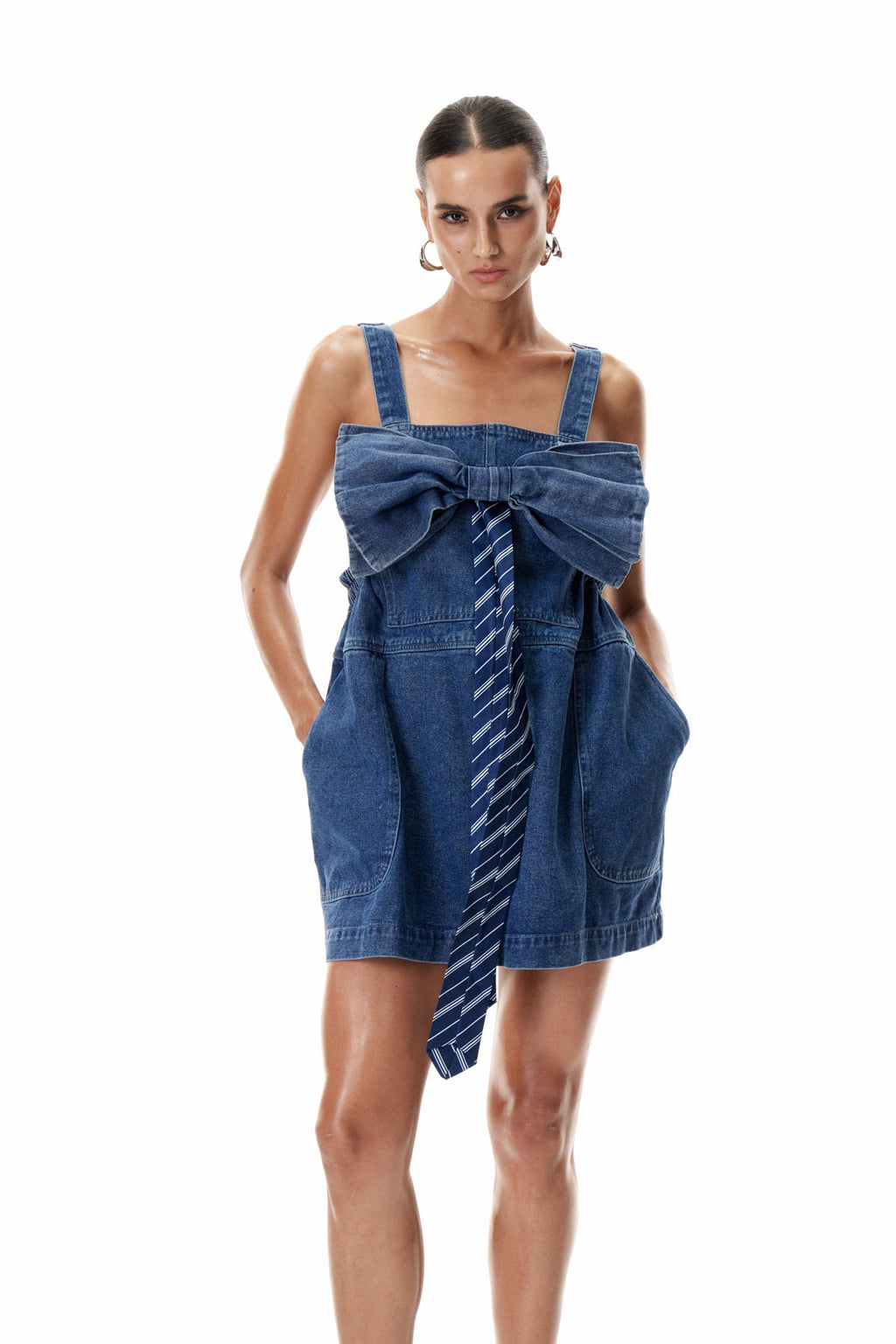 Clemmie Bow Denim Mini Dress