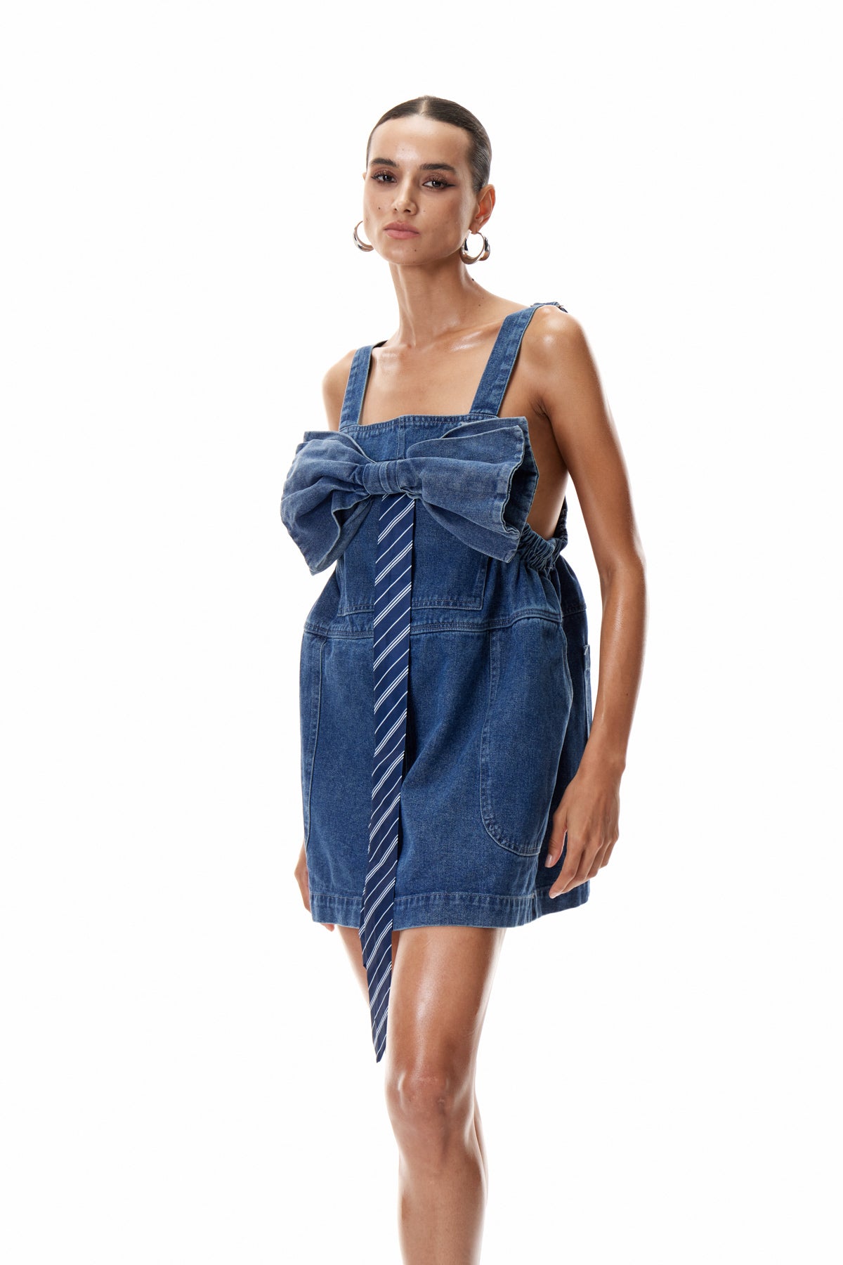 Clemmie Bow Denim Mini Dress
