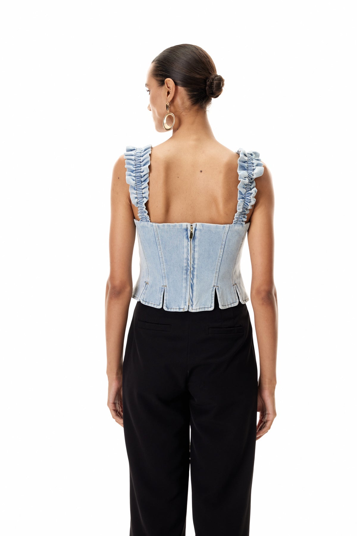 Cleon Embellished Corset Denim Top