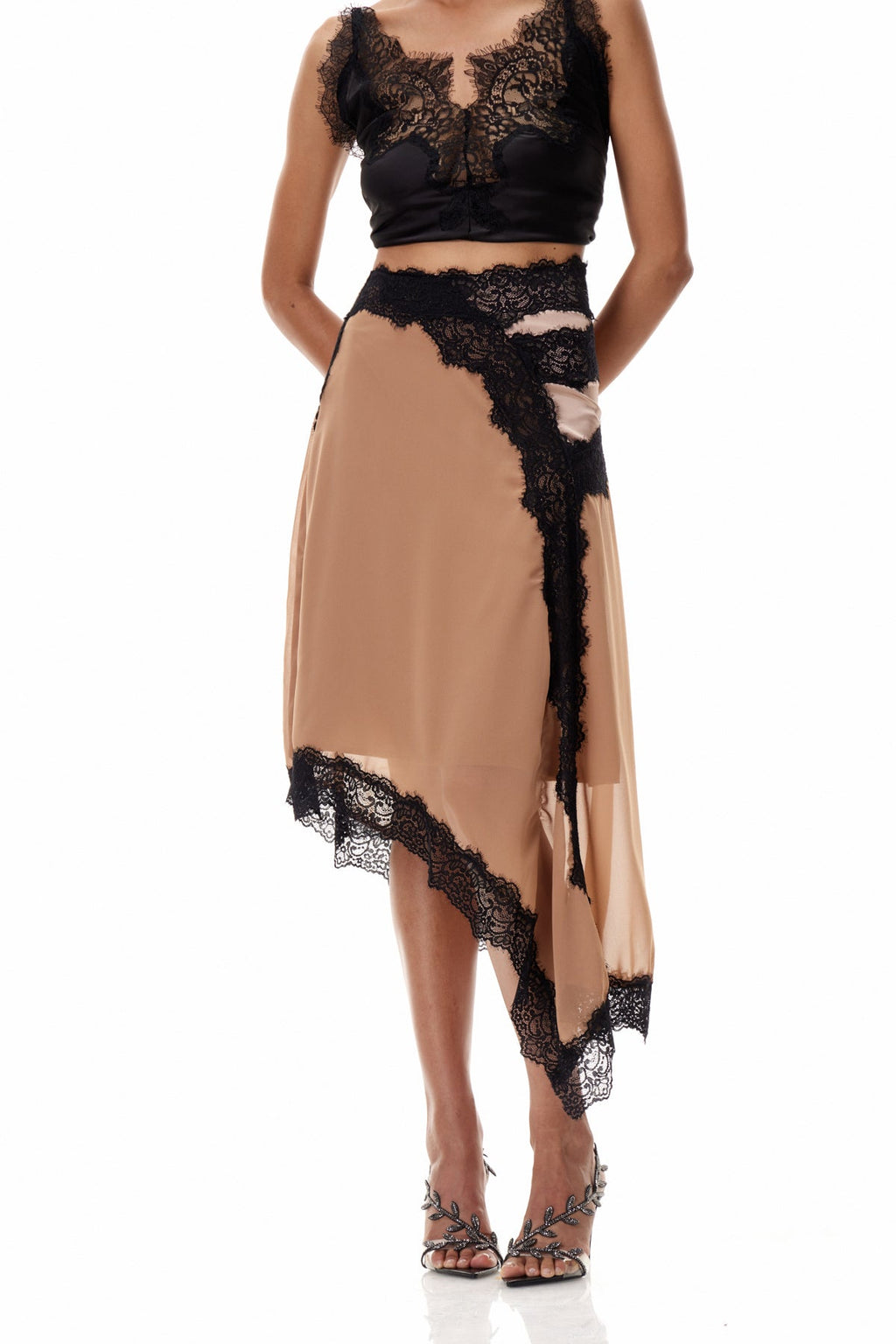 Cleopas Lace Asymmetric Maxi Skirt