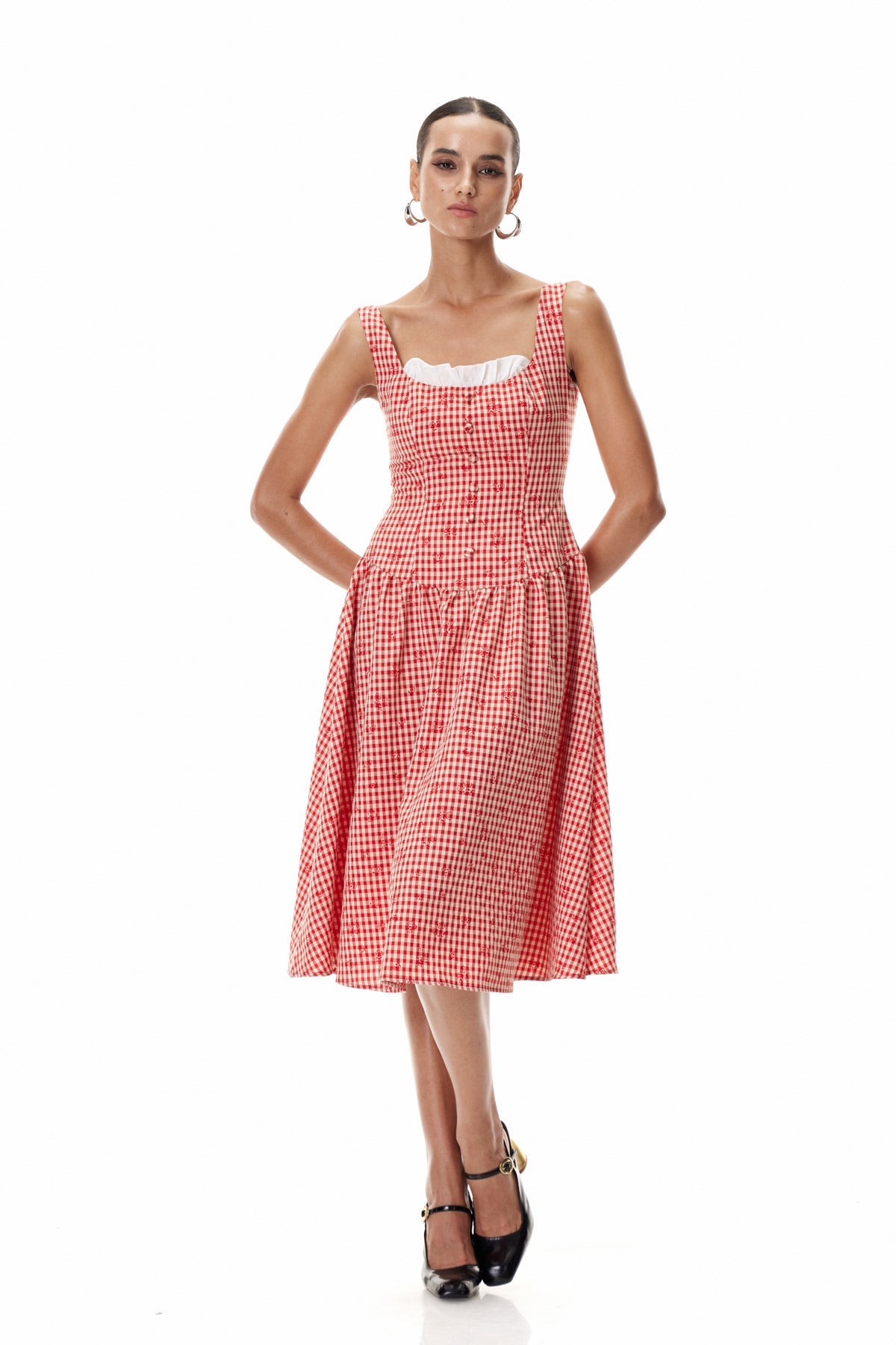 Cletis Grid Midi Dress