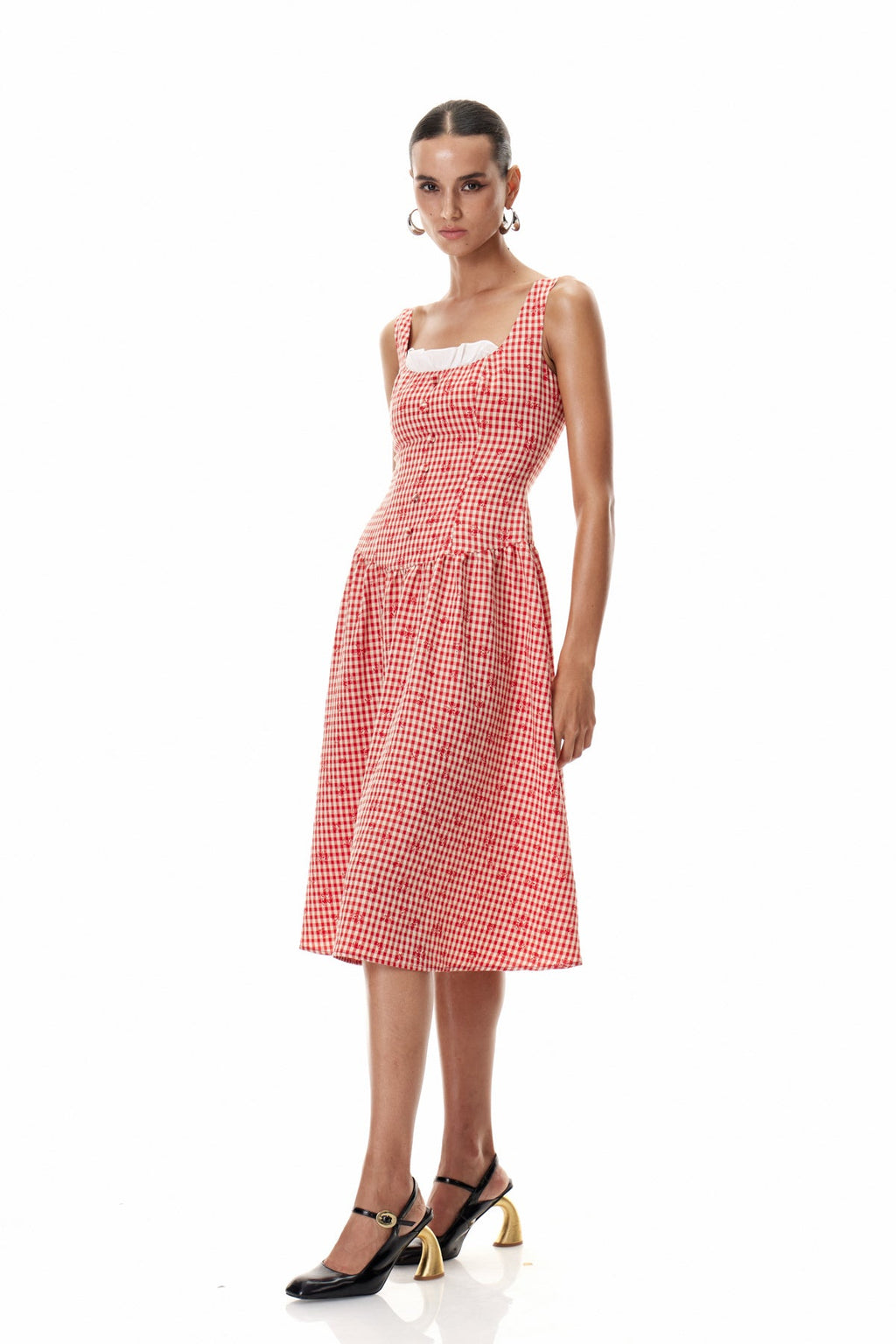 Cletis Grid Midi Dress