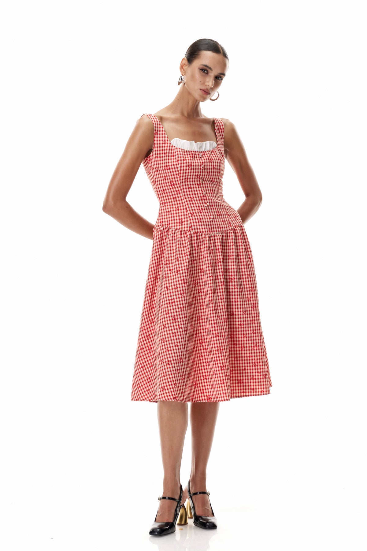 Cletis Grid Midi Dress