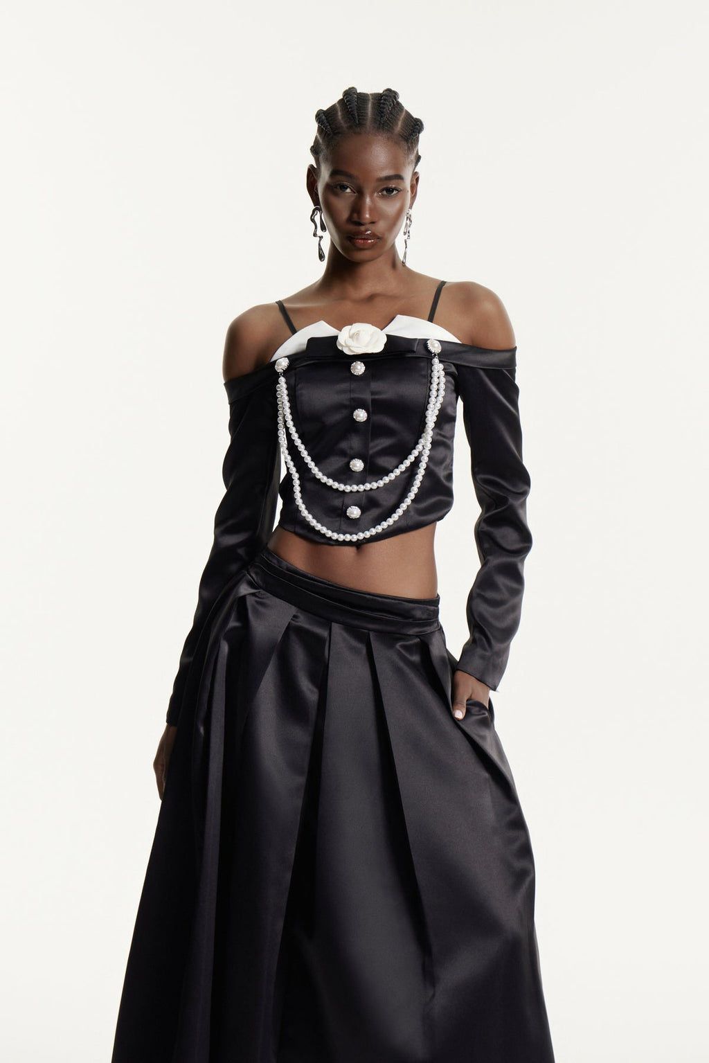 Clifton Off Shoulder Pearl Chain Top